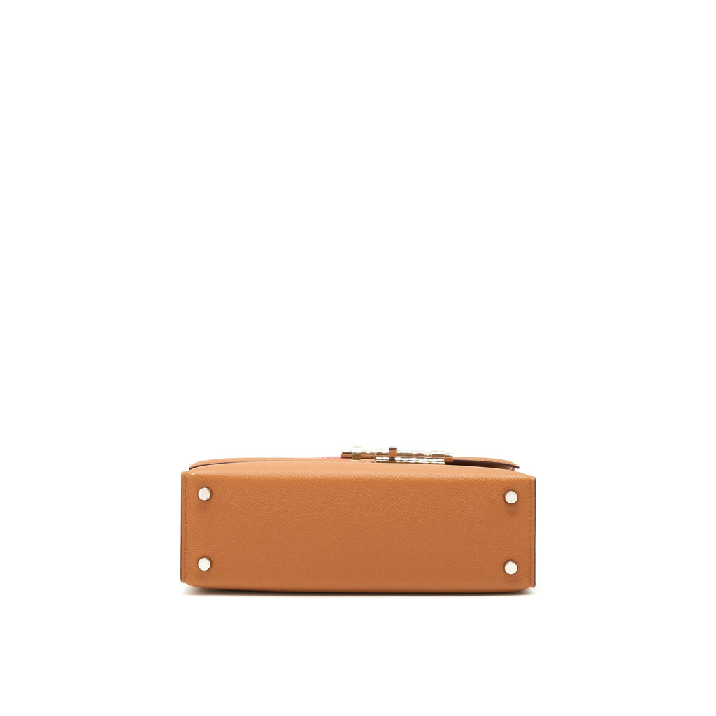 HERMES SAC VERROU 21 EPSOM GOLD SHW WITH MULTICOLOUR STRAP