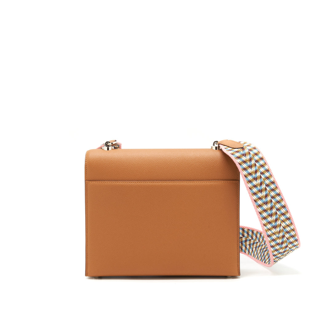 HERMES SAC VERROU 21 EPSOM GOLD SHW WITH MULTICOLOUR STRAP