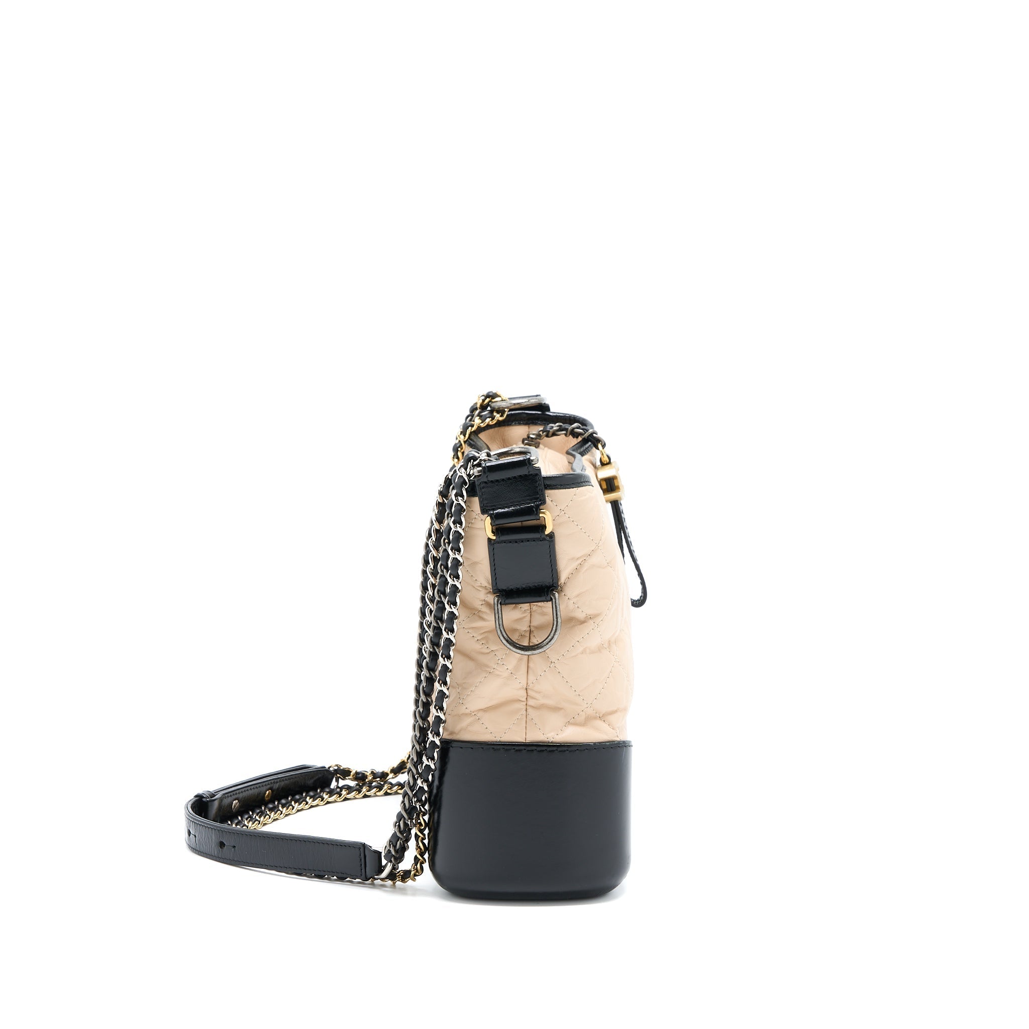 CHANEL MEDIUM GABRIELLE HOBO BAG CALFSKIN BEIGE/BLACK MULTICOLOUR HARDWARE