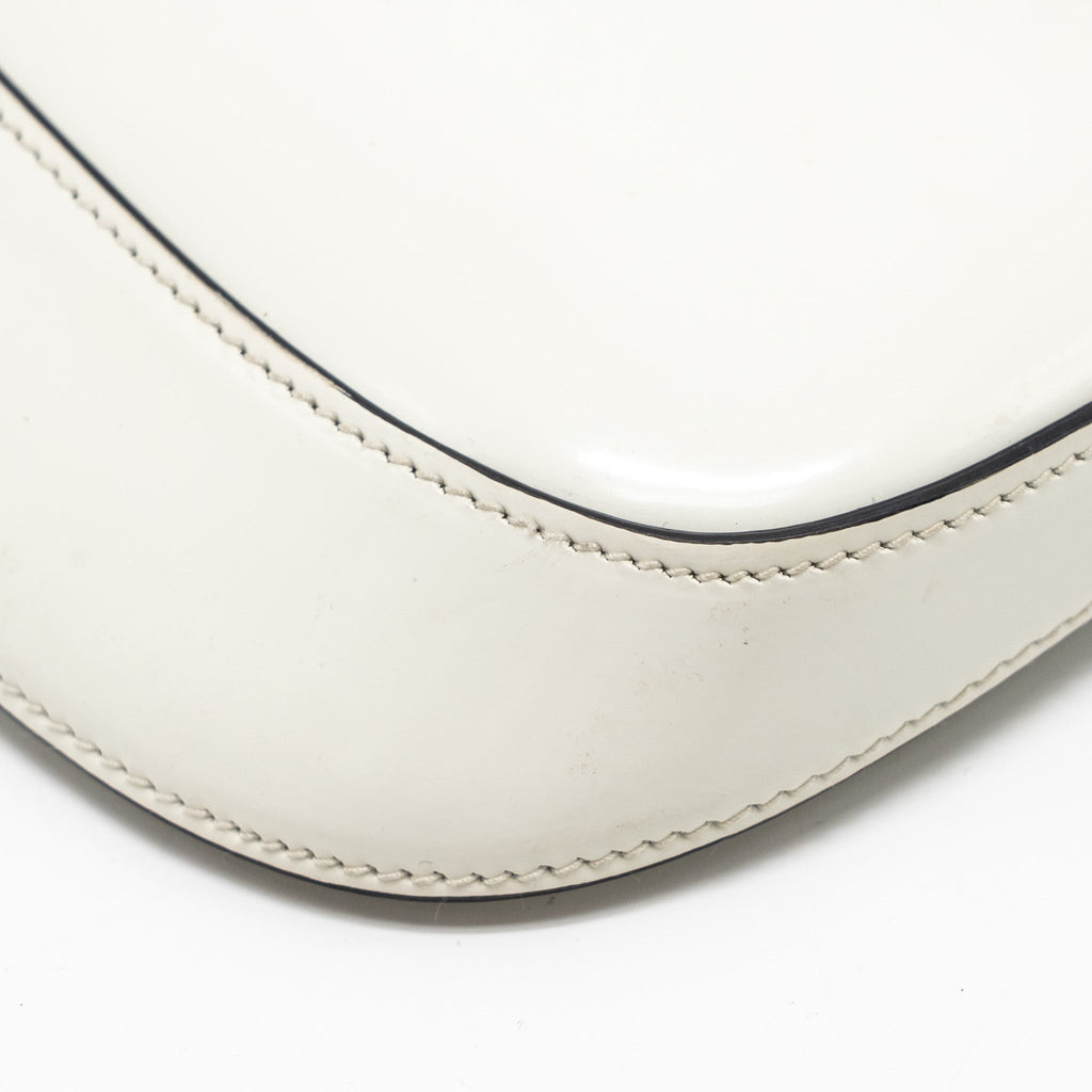 PRADA MINI CLEO SHOULDER BAG BRUSHED LEATHER WHITE SHW