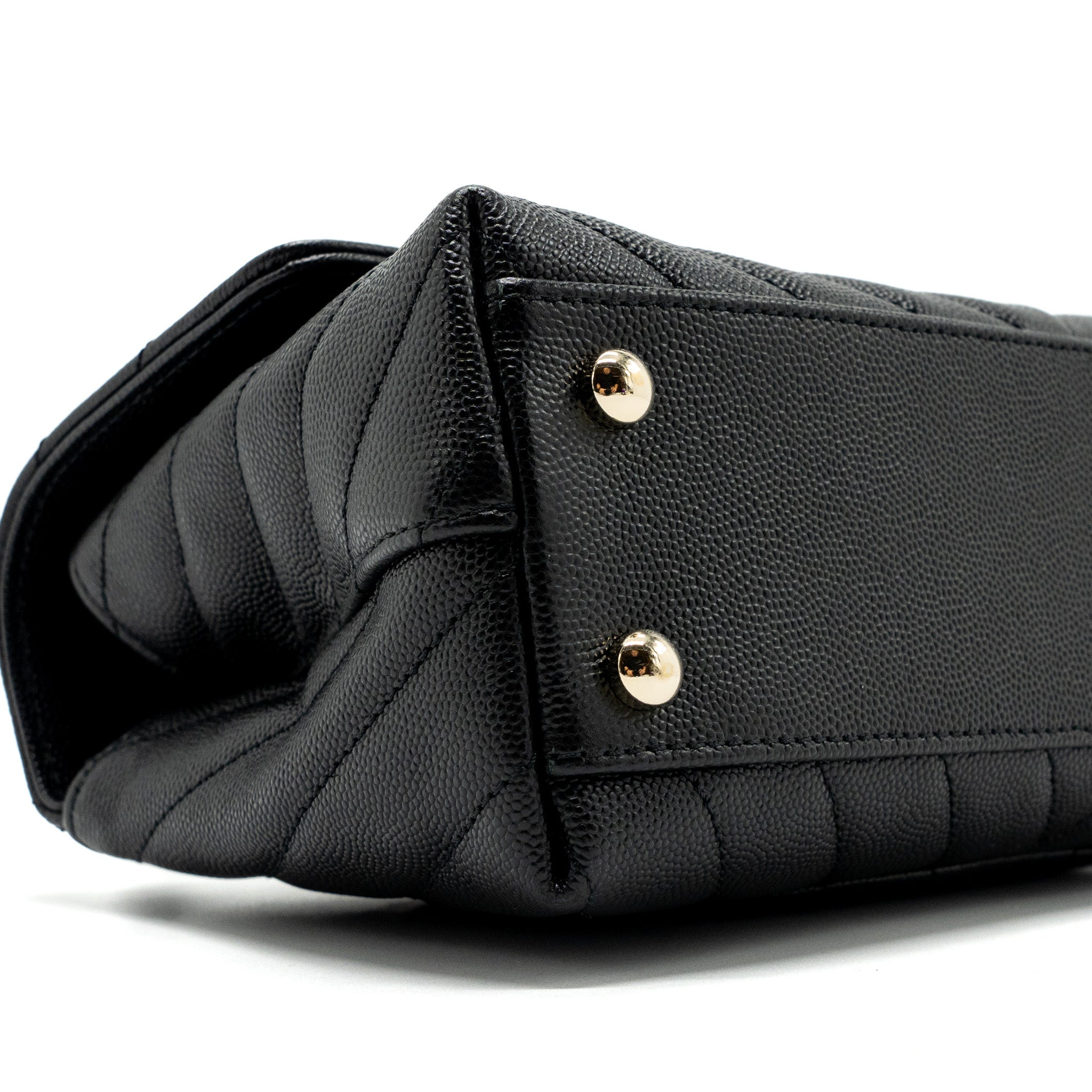 CHANEL SMALL COCO HANDLE CHEVRON CAVIAR BLACK LGHW