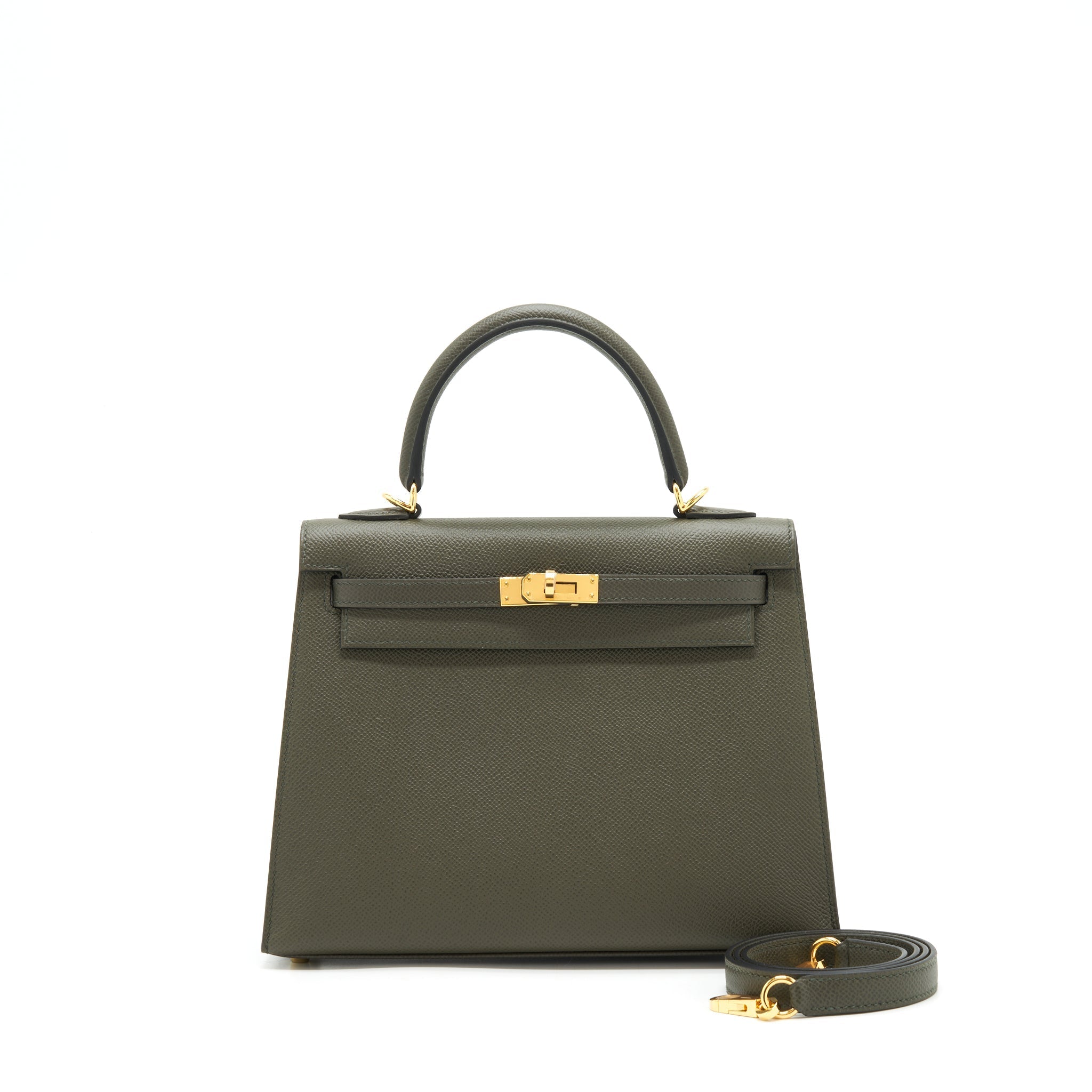 HERMES KELLY 25 SELLIER EPSOM C6 VERT DE GRIS GHW