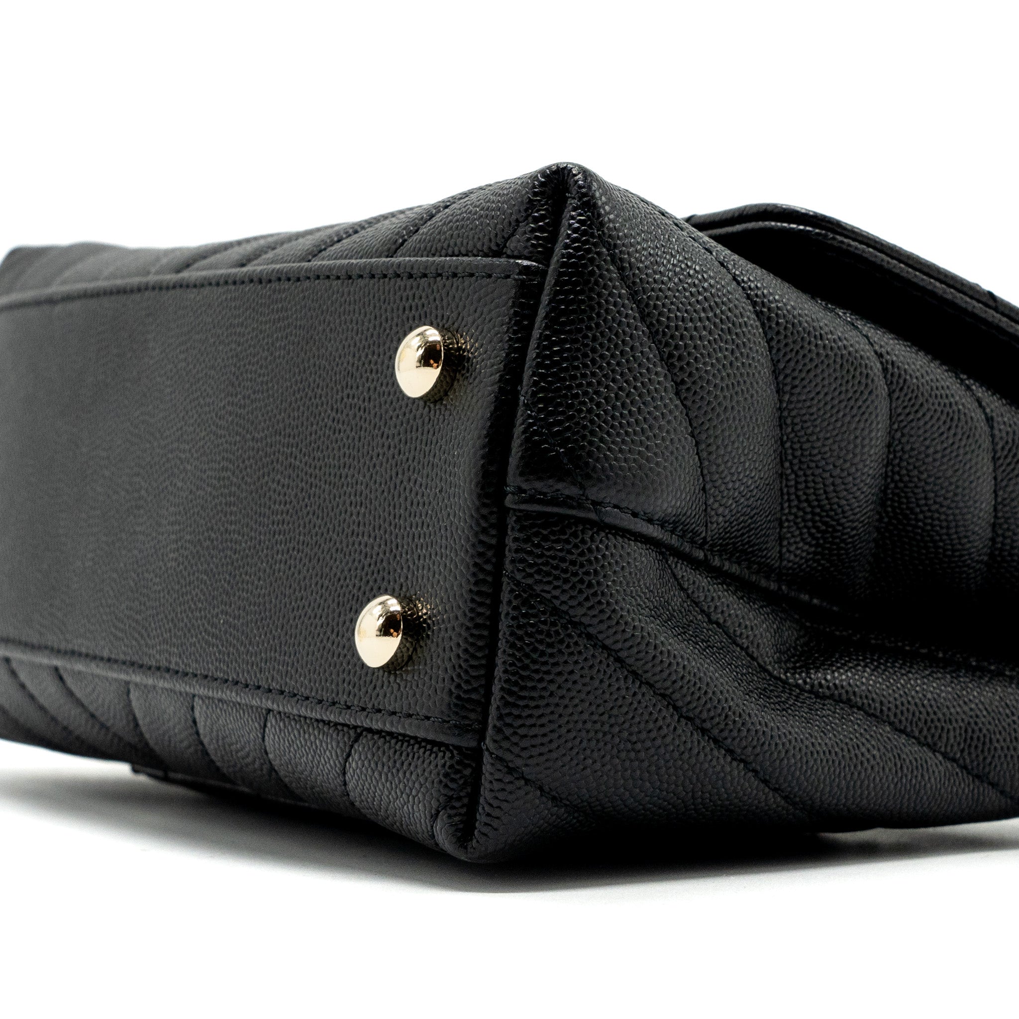 CHANEL SMALL COCO HANDLE CHEVRON CAVIAR BLACK LGHW