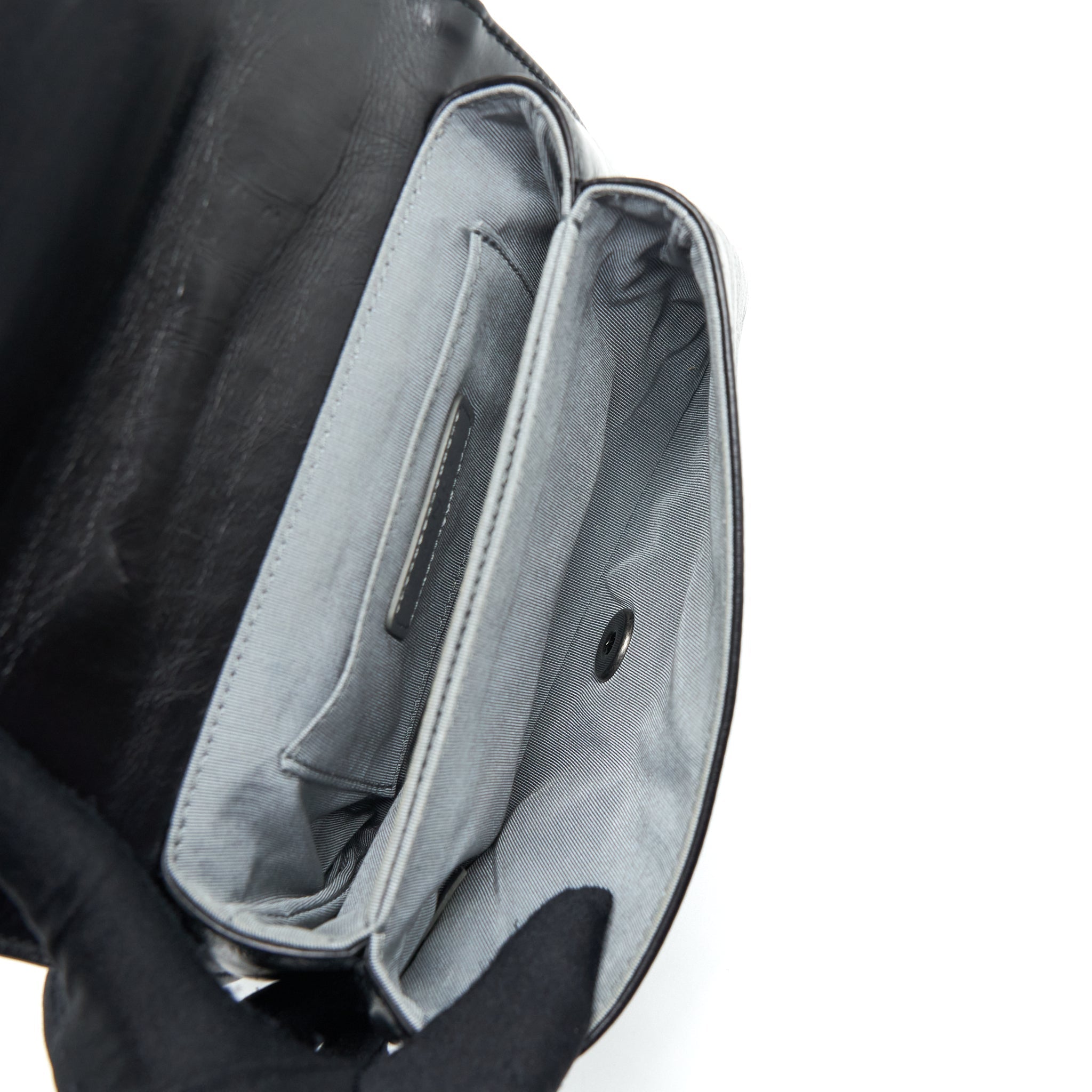 CHANEL SMALL CROSSBODY BAG AGED CALFSKIN RUTHENIUM HARDWARE