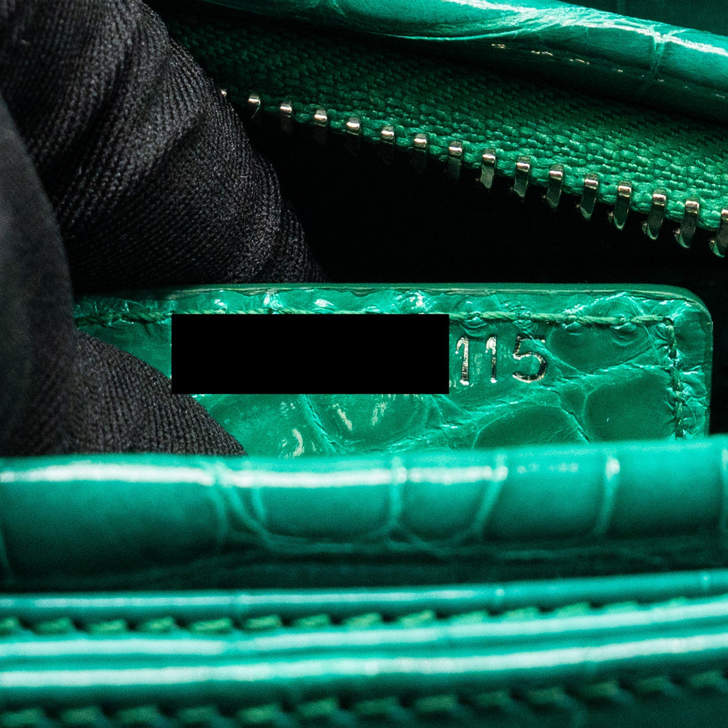 DIOR MEDIUM LADY DIOR CROCODILE GREEN SHW WITH CRYSTAL