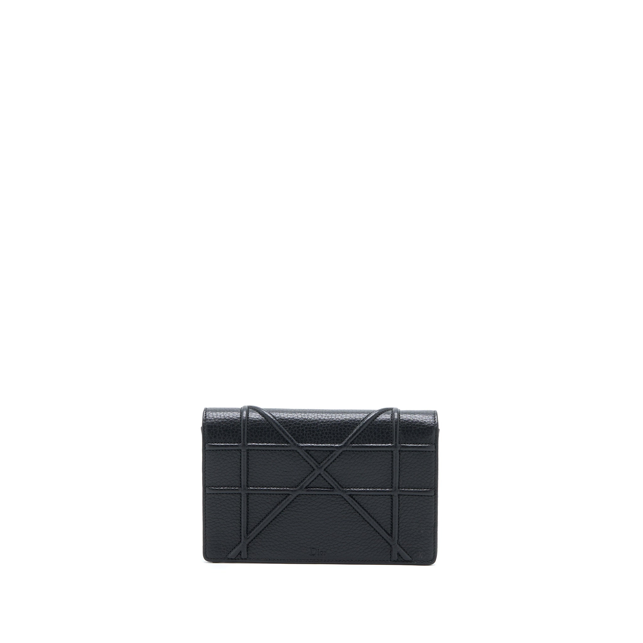 DIOR DIORAMA WALLET ON CHAIN GRAINED CALFSKIN BLACK LGHW