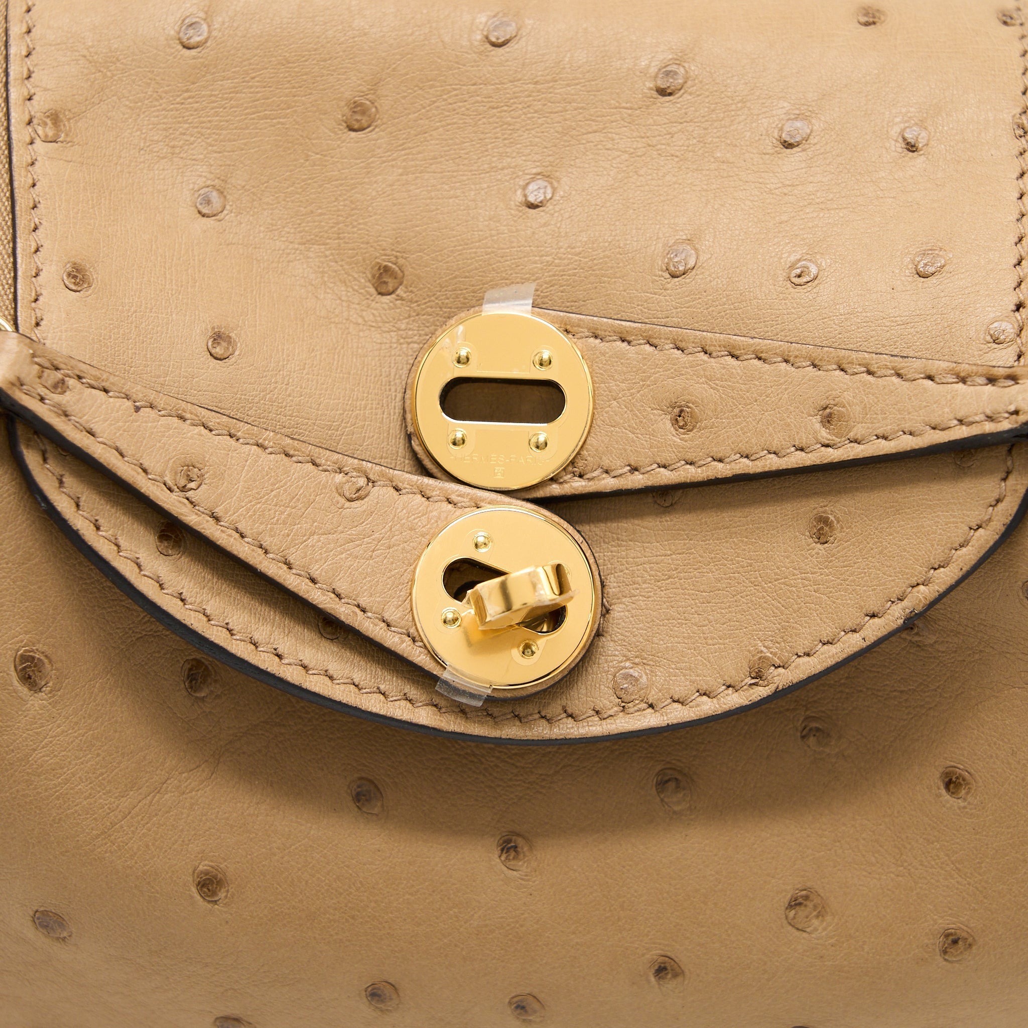 HERMES MINI LINDY OSTRICH CHAI GHW
