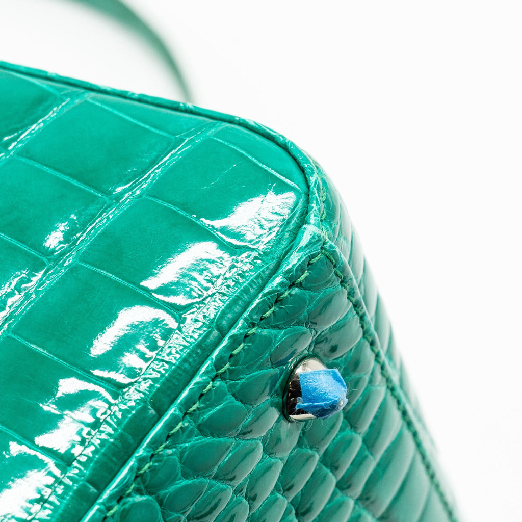 DIOR MEDIUM LADY DIOR CROCODILE GREEN SHW WITH CRYSTAL
