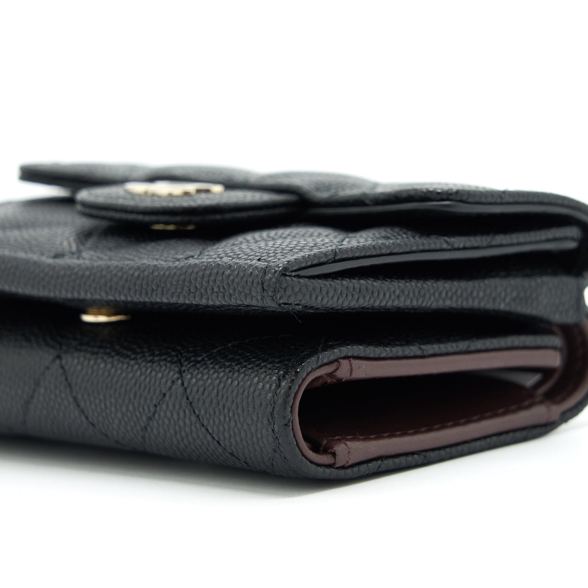 CHANEL SMALL COMPACT WALLET CAVIAR BLACK LGHW