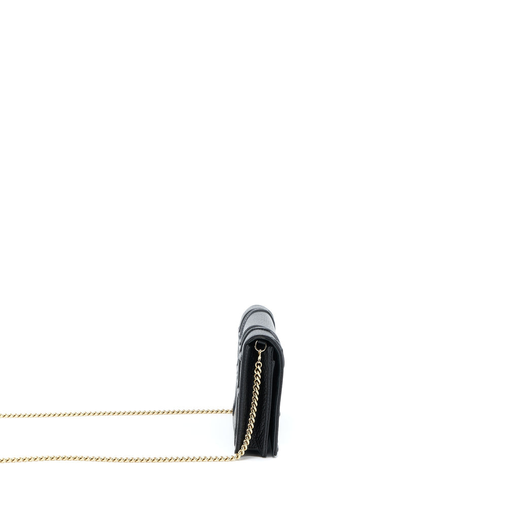 DIOR DIORAMA WALLET ON CHAIN GRAINED CALFSKIN BLACK LGHW