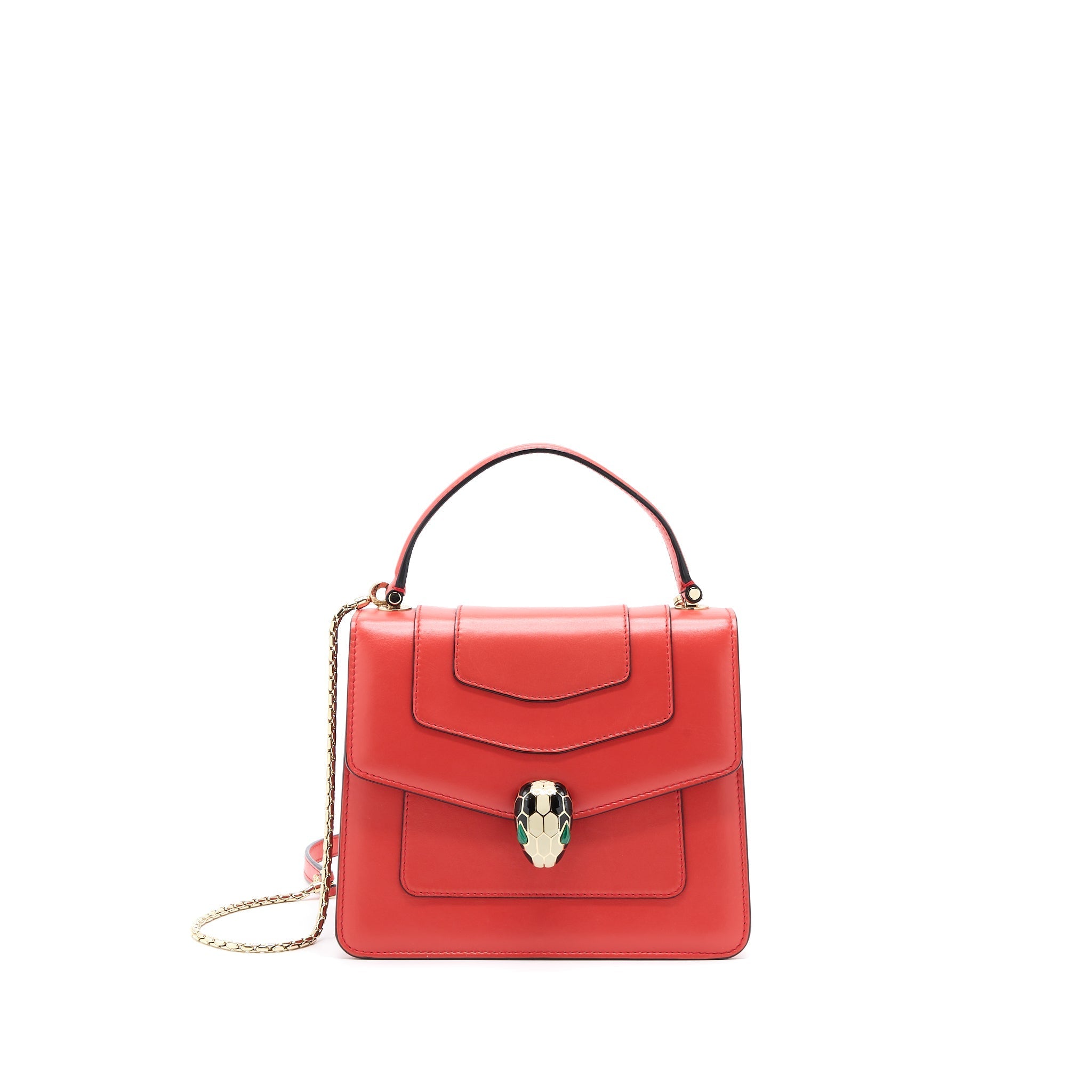 BVLGARI SERPENTI FOREVER TOP HANDLE BAG CALFKSIN ORANGE RED LGHW