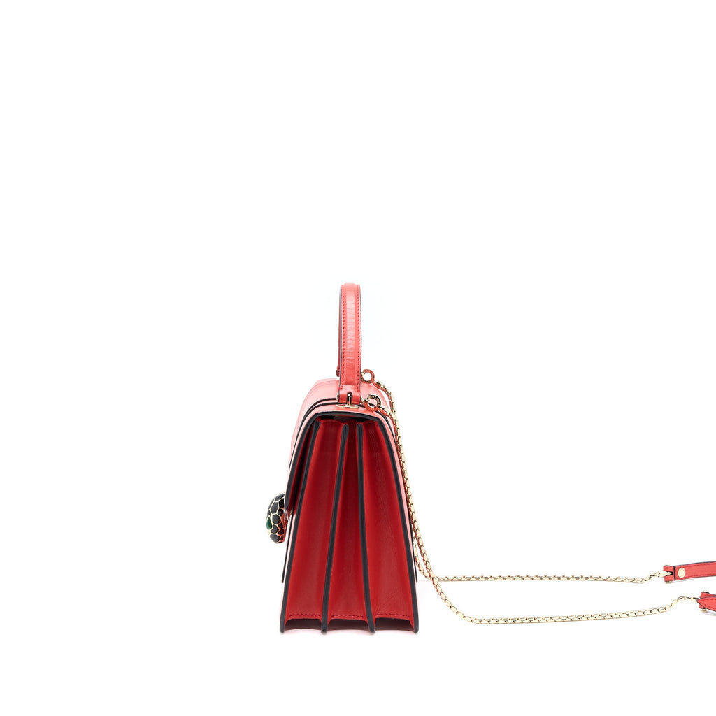 BVLGARI SERPENTI FOREVER TOP HANDLE BAG CALFKSIN ORANGE RED LGHW