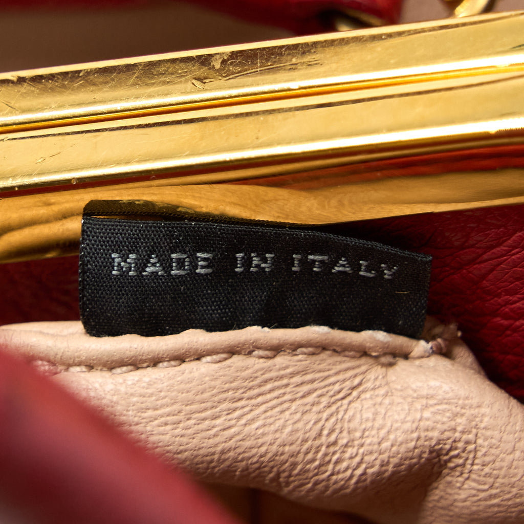MIUMIU TOTE BAG OSTRICH RED GHW