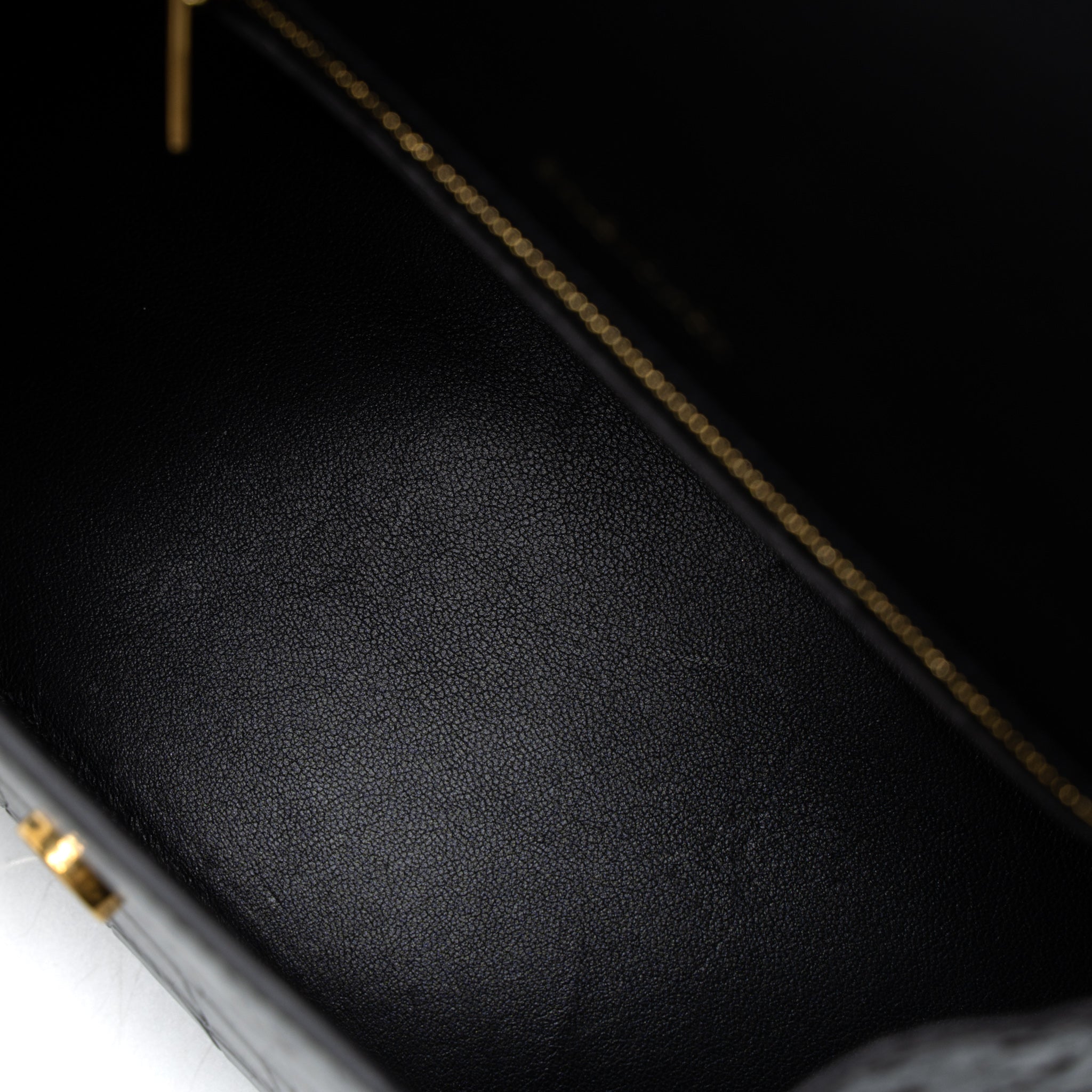 BALENCIAGA HOURGLASS SMALL HANDBAG CROC EMBOSSED CALFSKIN BLACK GHW
