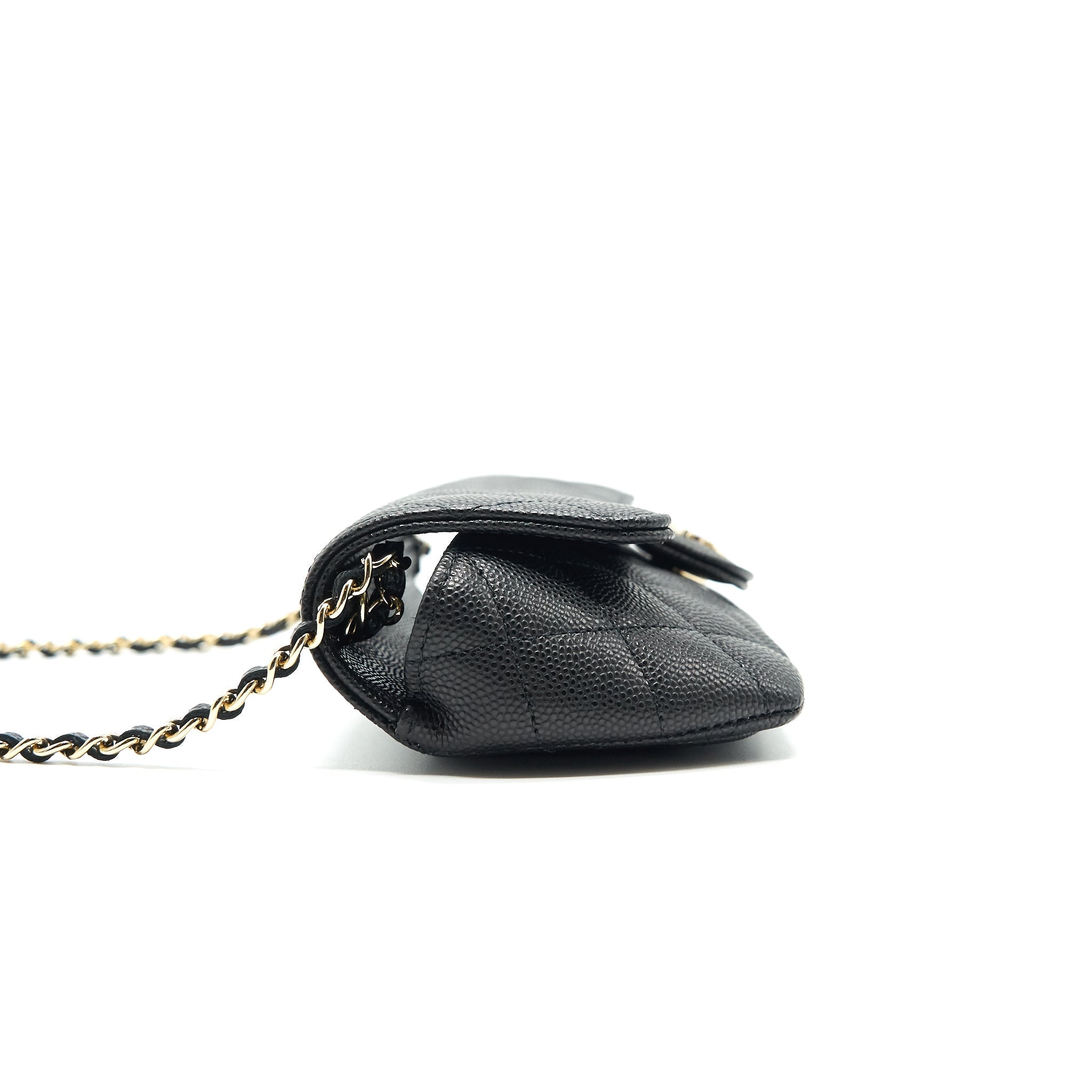 CHANEL GLASSES CASE WITH CLASSIC CHAIN BLACK LGHW