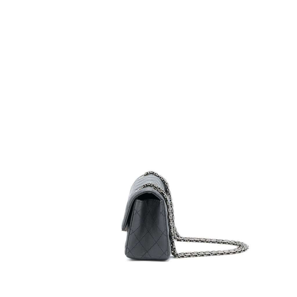 CHANEL MINI 2.55 REISSUE FLAP BAG GOATSKIN DARK GREY RUTHENIUM HARDWARE