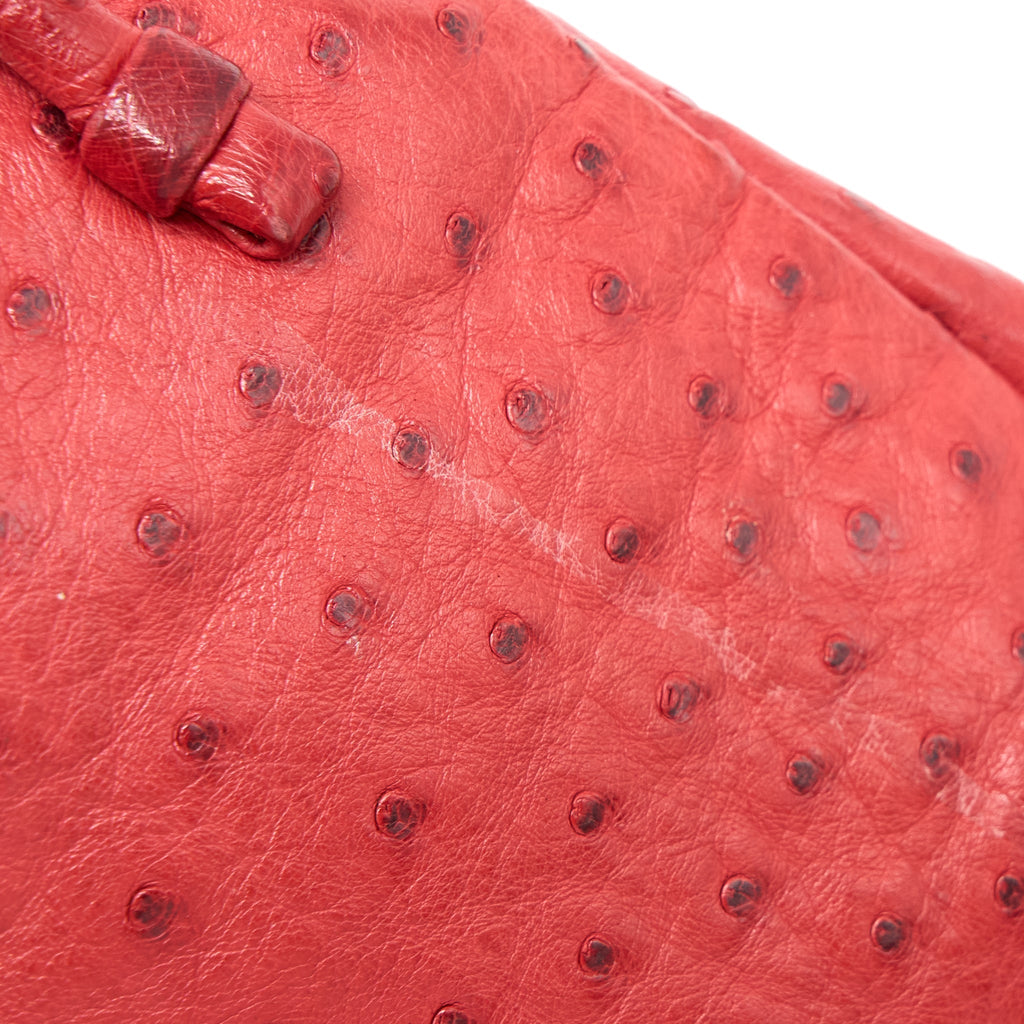 MIUMIU TOTE BAG OSTRICH RED GHW