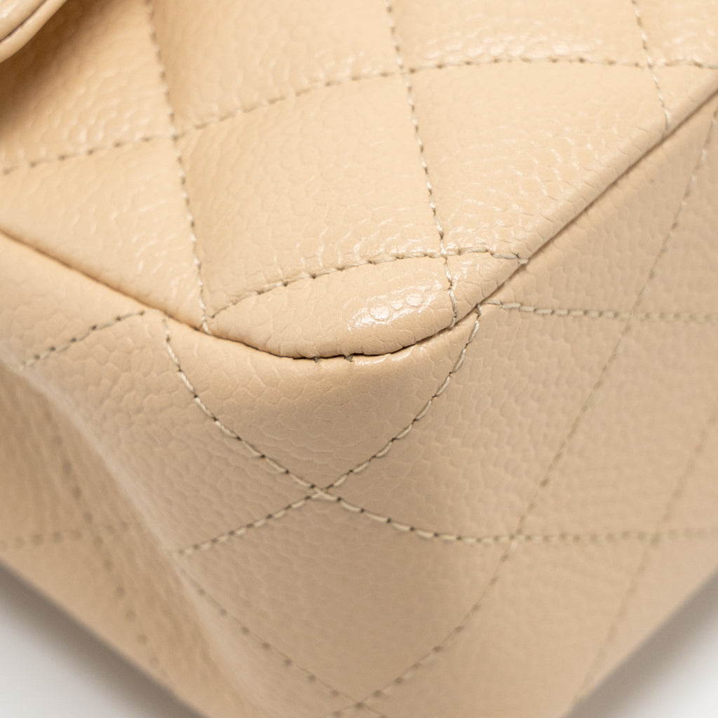 CHANEL MEDIUM CLASSIC DOUBLE FLAP BAG CAVIAR BEIGE LGHW