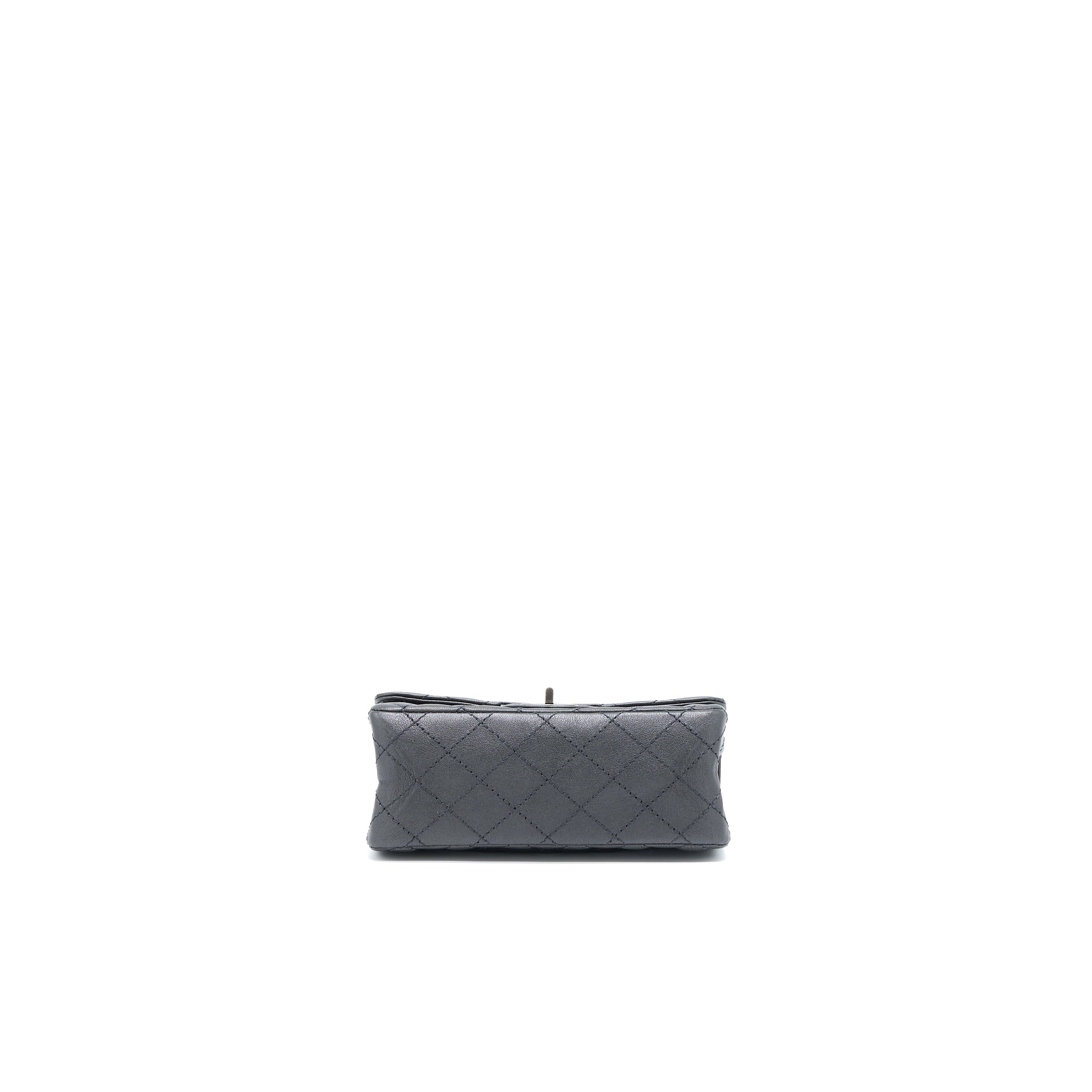 CHANEL MINI 2.55 REISSUE FLAP BAG GOATSKIN DARK GREY RUTHENIUM HARDWARE