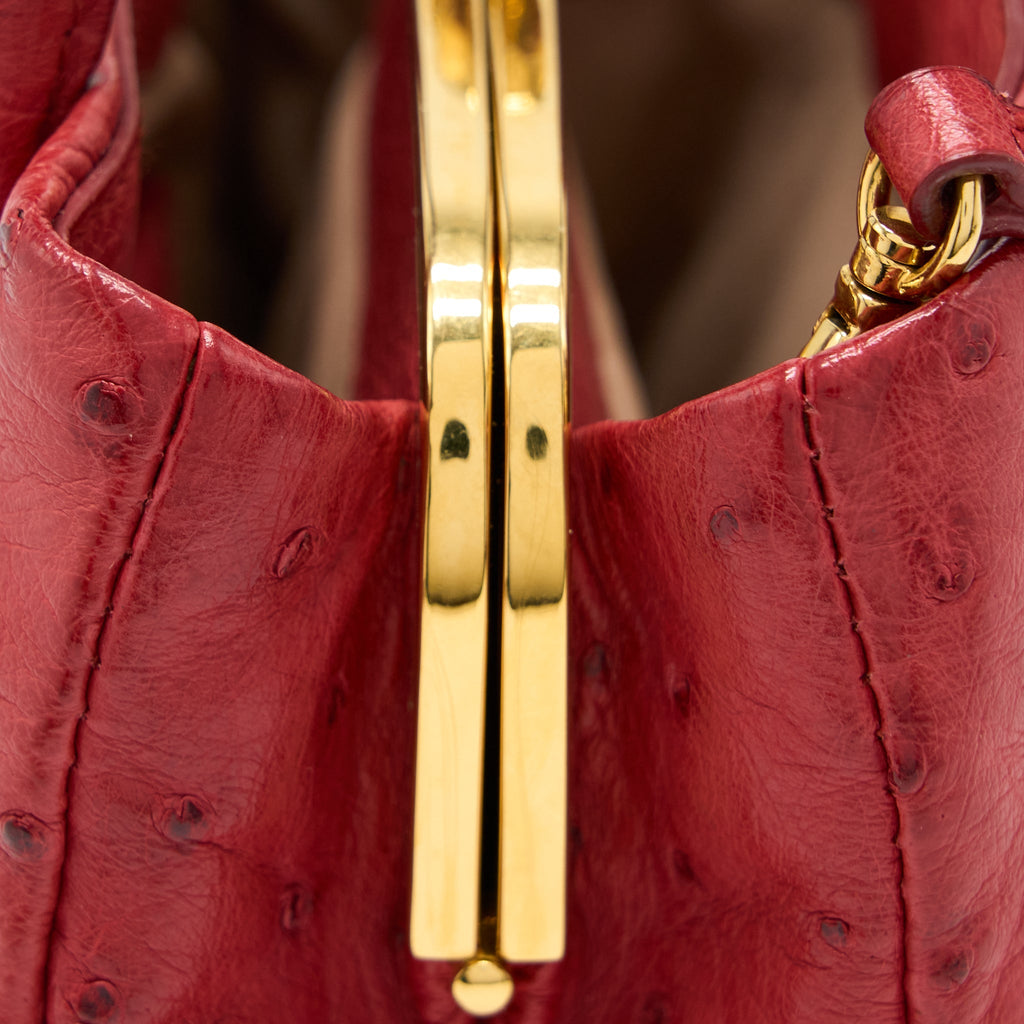 MIUMIU TOTE BAG OSTRICH RED GHW