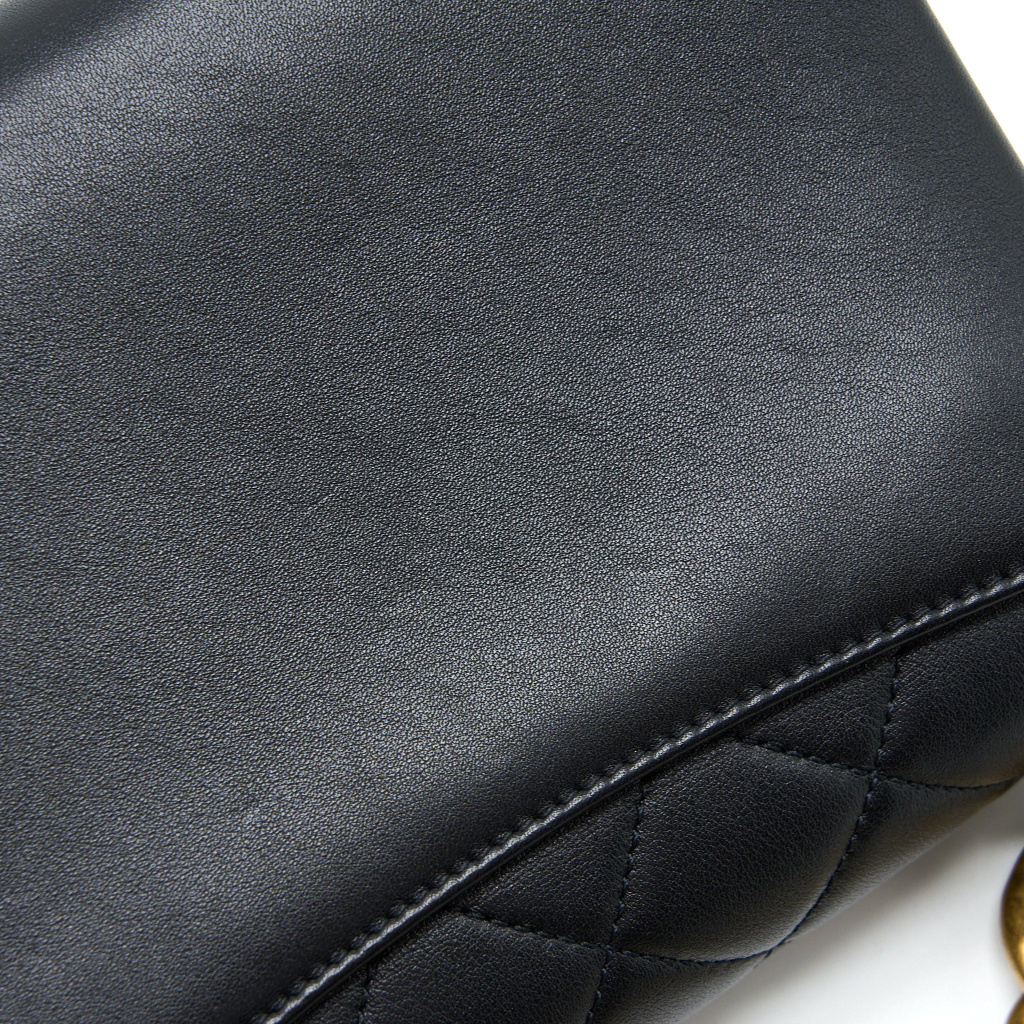 CHANEL SEASONAL FLAP BAG GIANT CHAIN HANDLE WITH PEARL CALFSKIN BLACK BRUSH GHW (MICROCHIP)