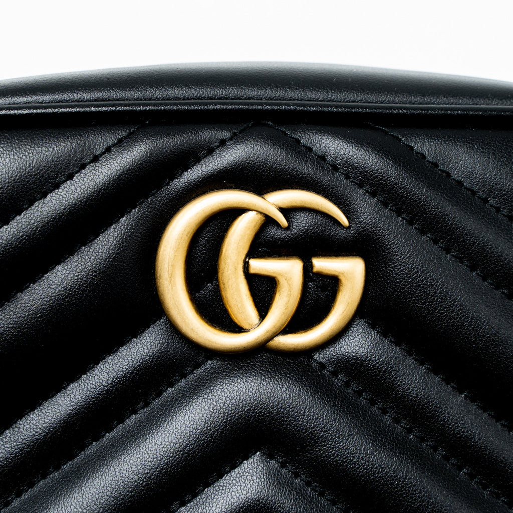 GUCCI GG MARMONT MATELASSE MINI BAG CALFSKIN BLACK GHW