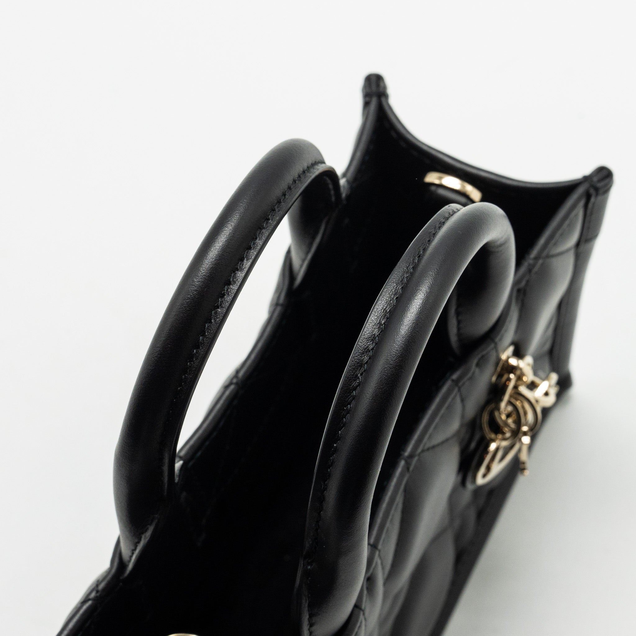 DIOR DIORAMOUR MINI DIOR BOOK TOTE MACROCANNAGE CALFKSIN BLACK LGHW