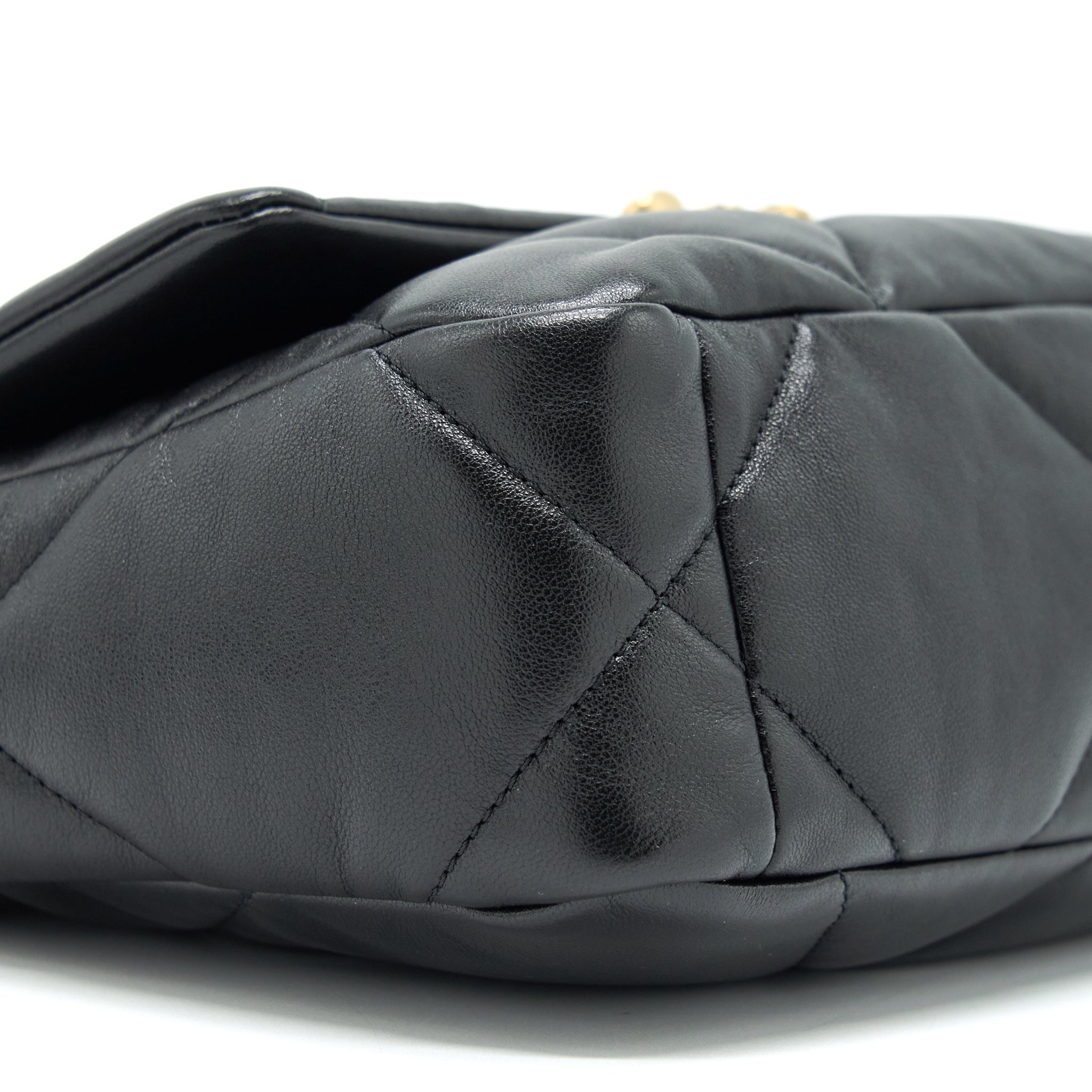 CHANEL SMALL 19 BAG LAMBSKIN BLACK WITH GOLD AND SILVER HARDWARE