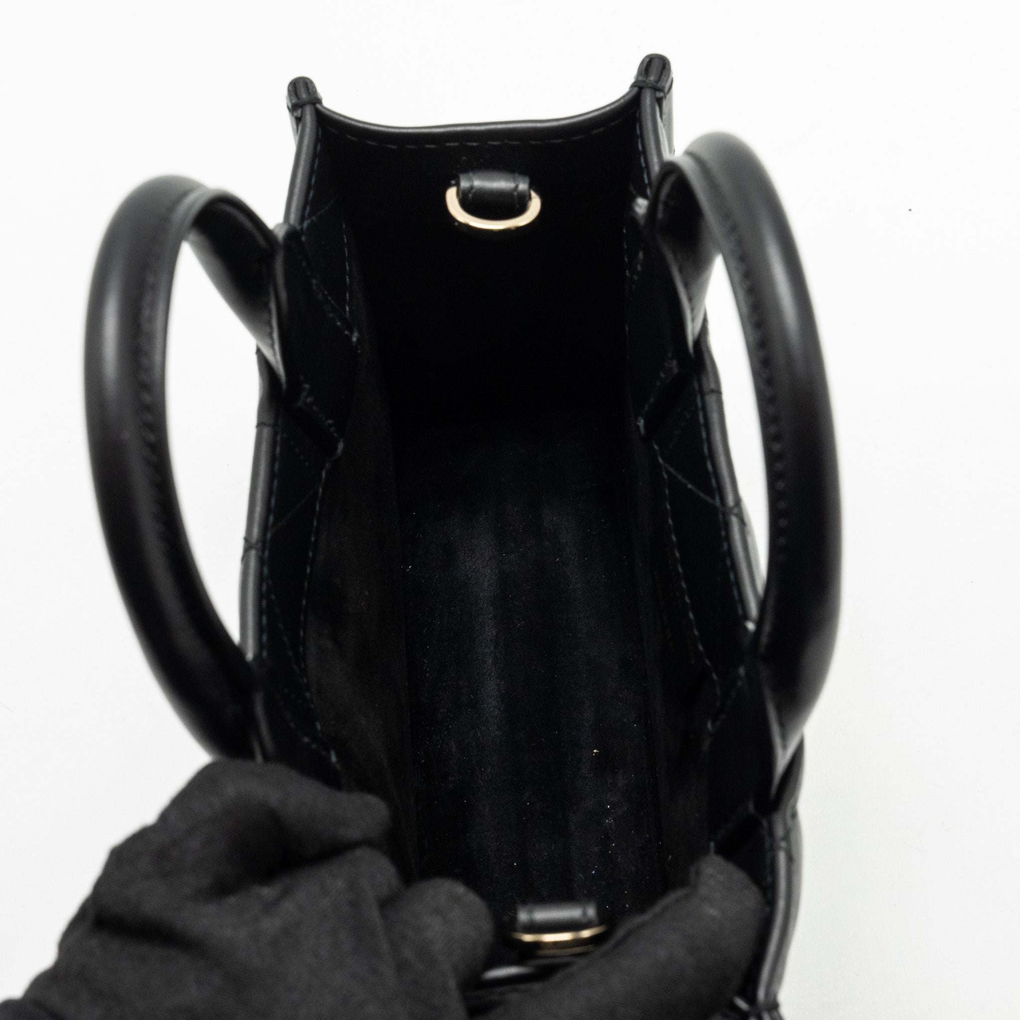 DIOR DIORAMOUR MINI DIOR BOOK TOTE MACROCANNAGE CALFKSIN BLACK LGHW