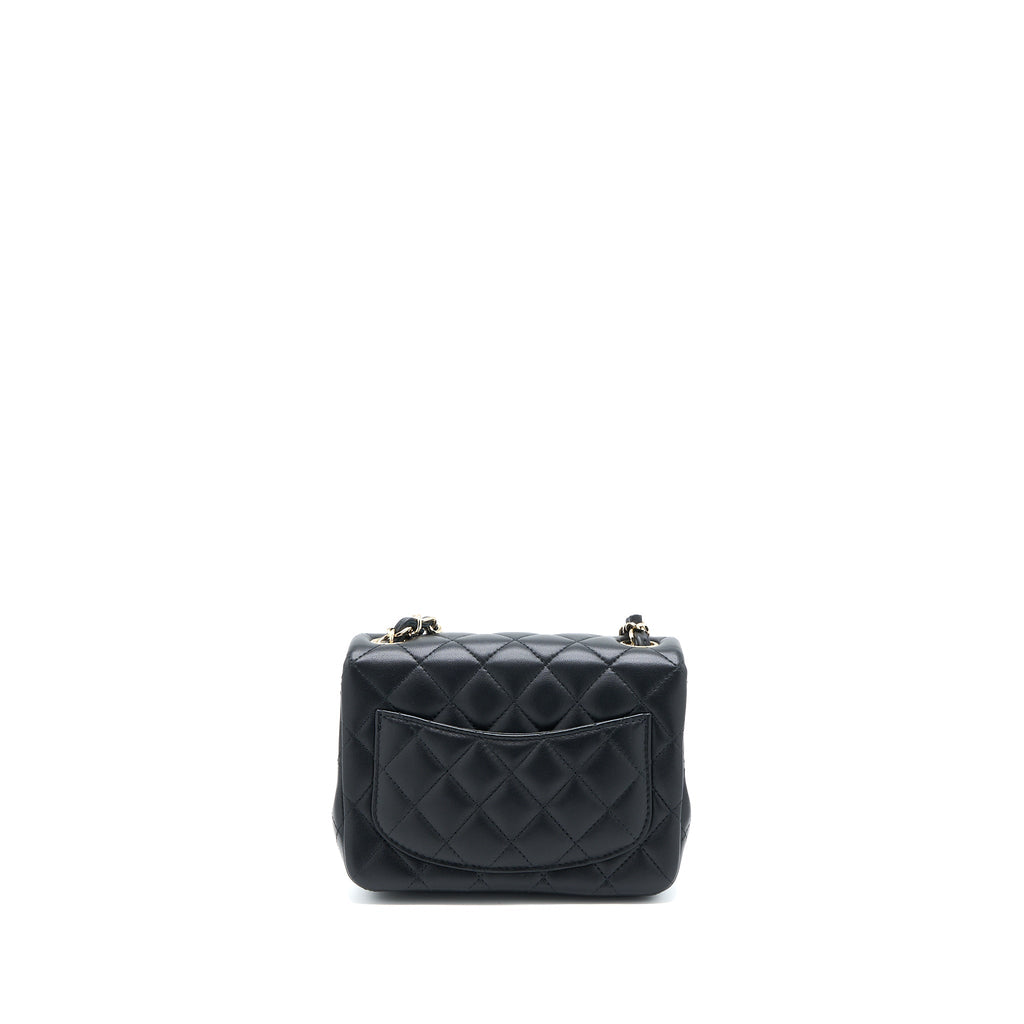 CHANEL CLASSIC MINI SQUARE FLAP BAG LAMBSKIN BLACK GHW