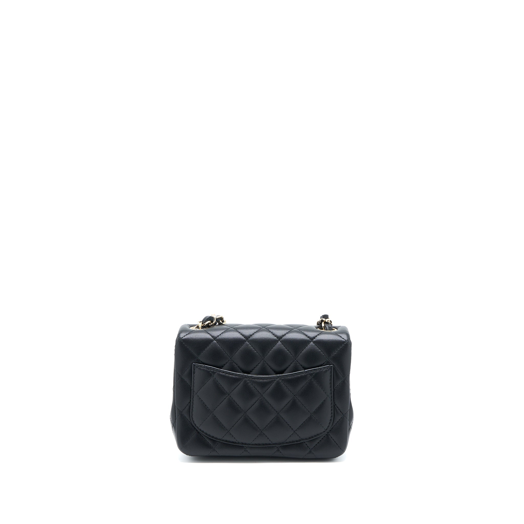CHANEL CLASSIC MINI SQUARE FLAP BAG LAMBSKIN BLACK GHW