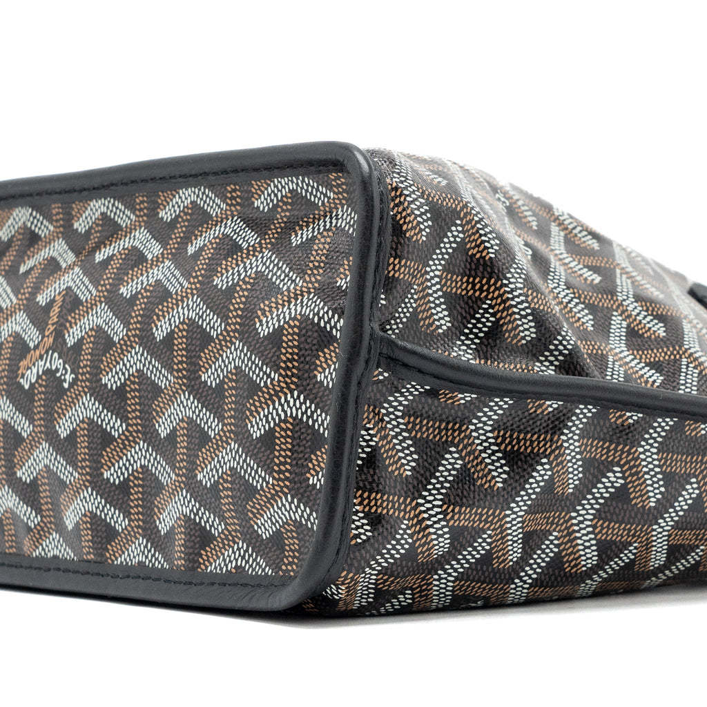 GOYARD ANJOU MINI TOTE BAG GOYARDINE CANVAS/CALFSKIN BLACK SHW