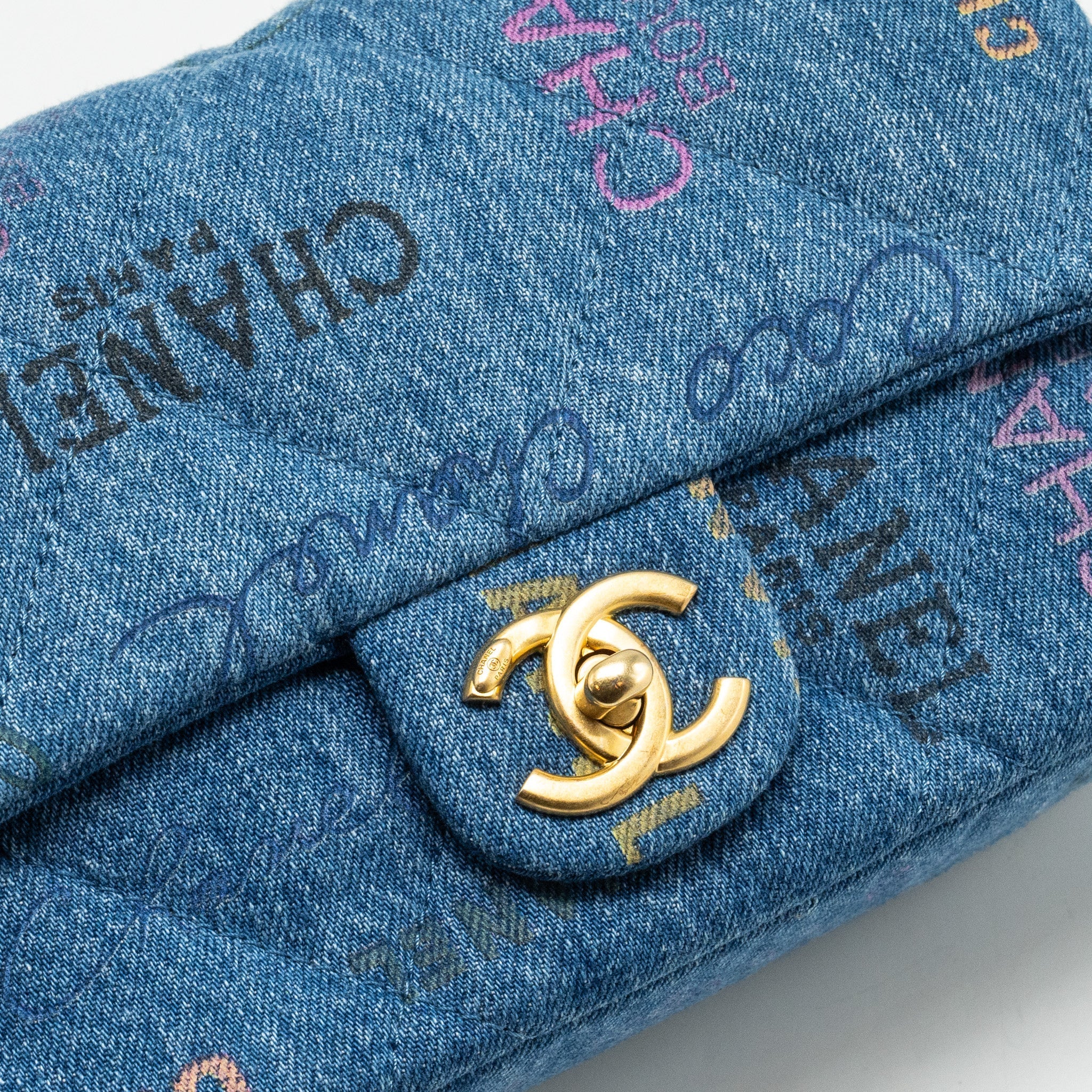 CHANEL 22P FLAP BAG DENIM BLUE GHW (MICROCHIP)