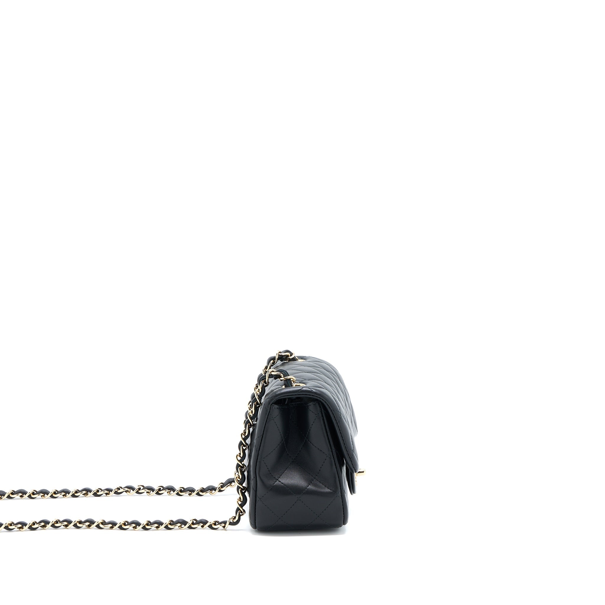 CHANEL CLASSIC MINI SQUARE FLAP BAG LAMBSKIN BLACK GHW
