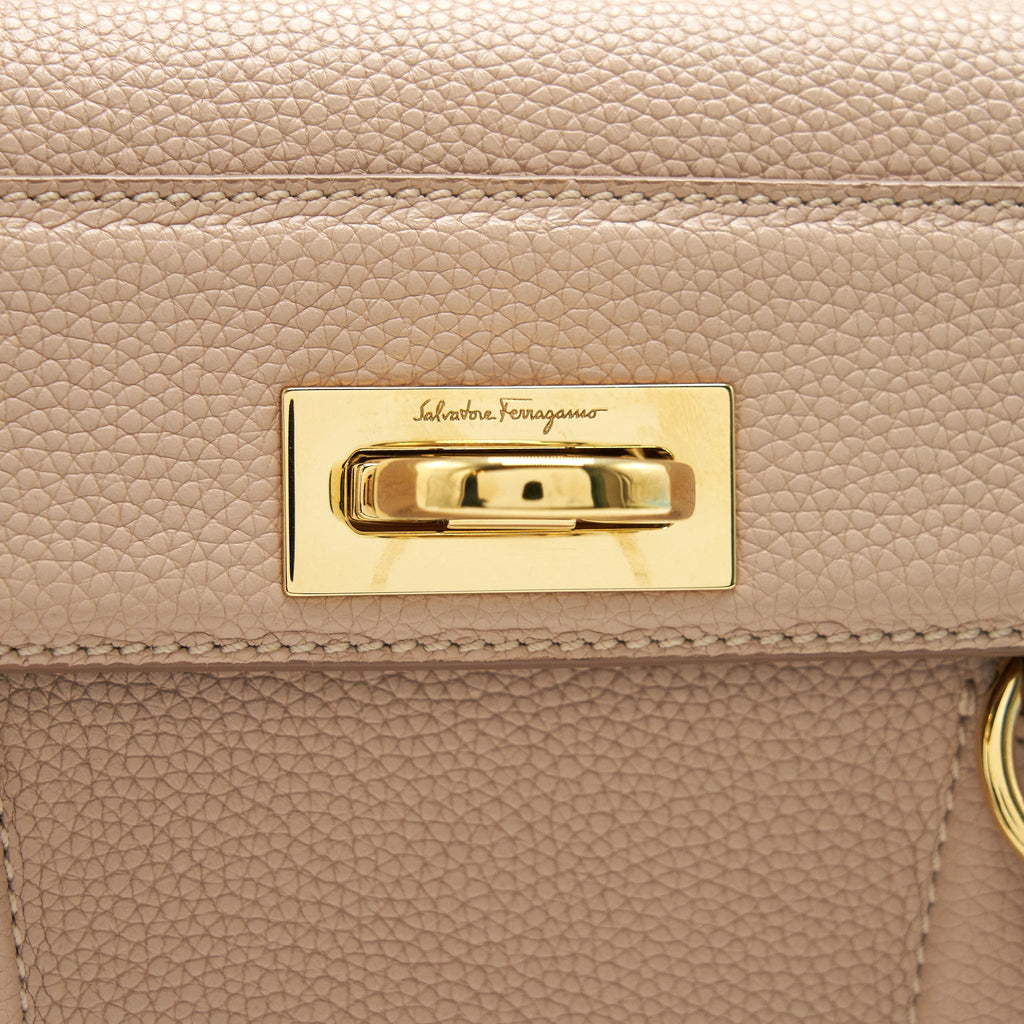 FERRAGAMO TOP HANDLE TOTE BAG GRANIED CALFSKIN