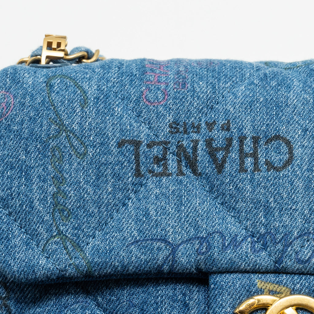 CHANEL 22P FLAP BAG DENIM BLUE GHW (MICROCHIP)