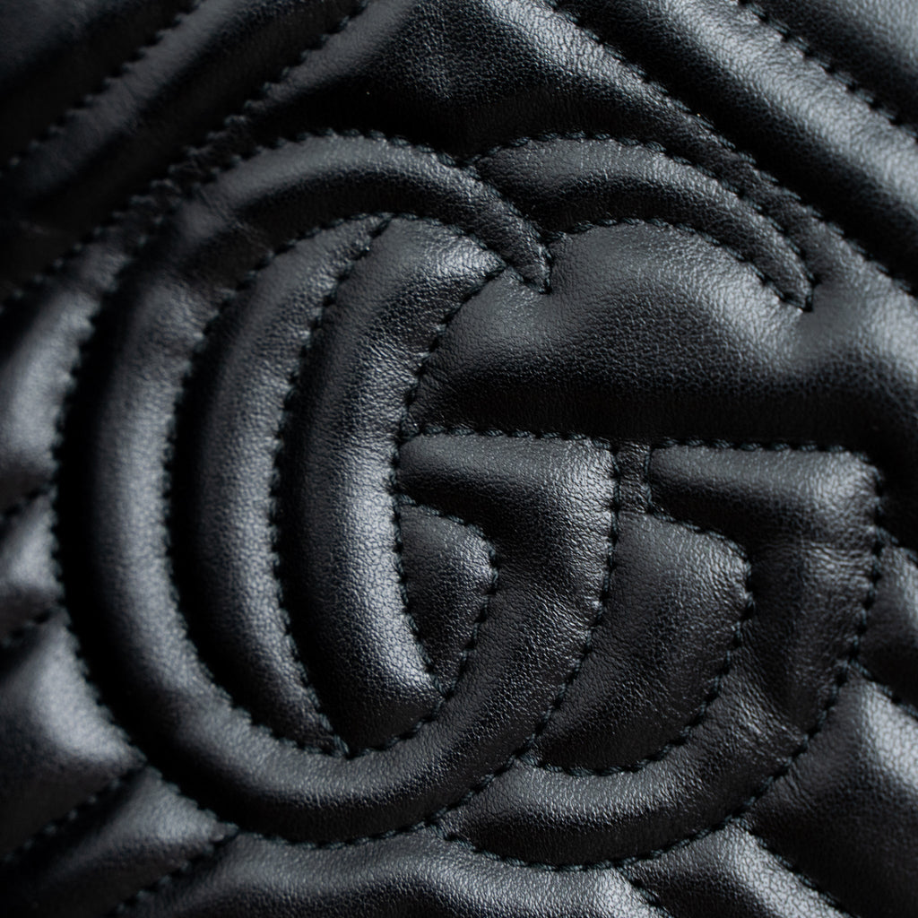 GUCCI GG MARMONT MATELASSE MINI BAG CALFSKIN BLACK GHW