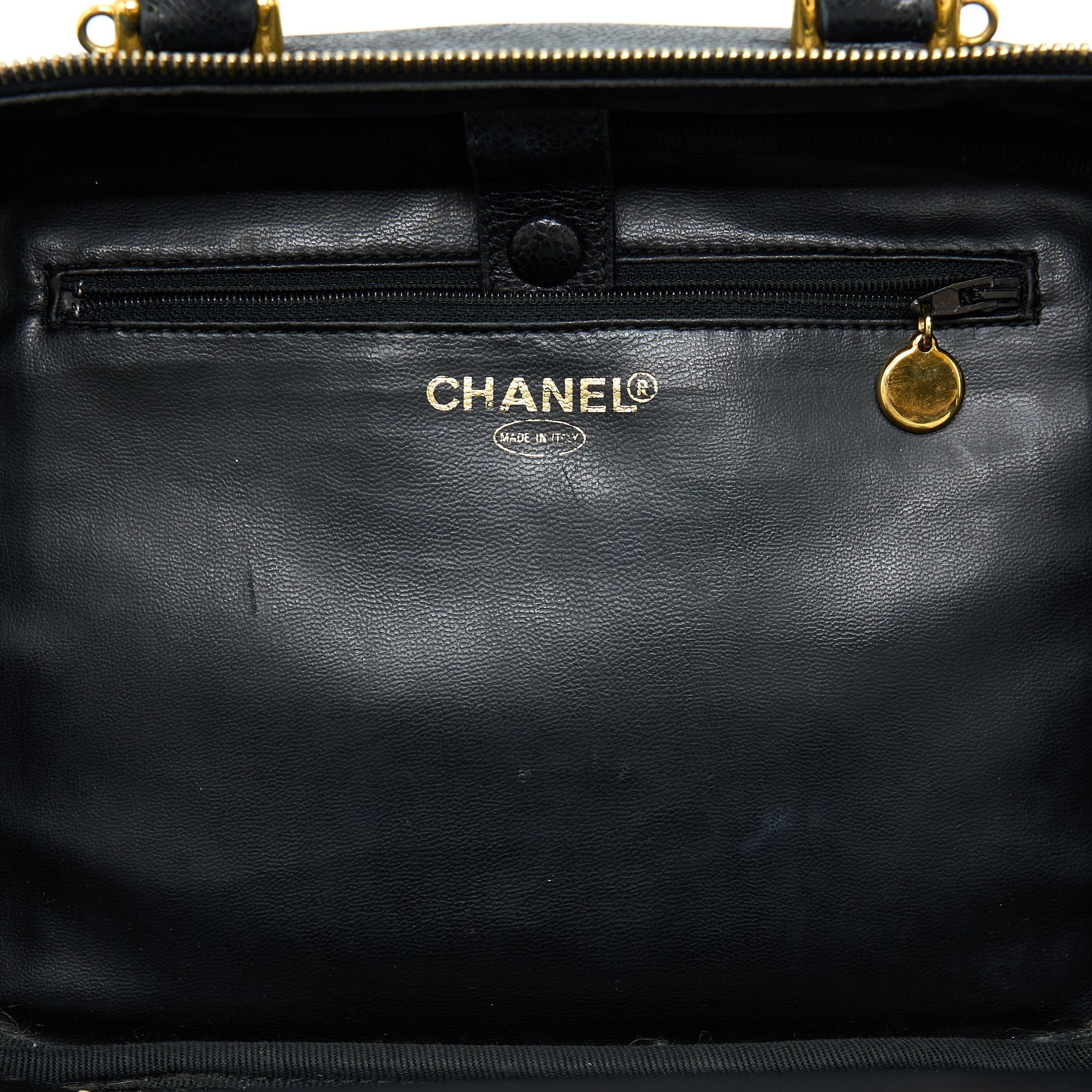 CHANEL VINTAGE CC LOGO VANITY CAVIAR BLACK GHW