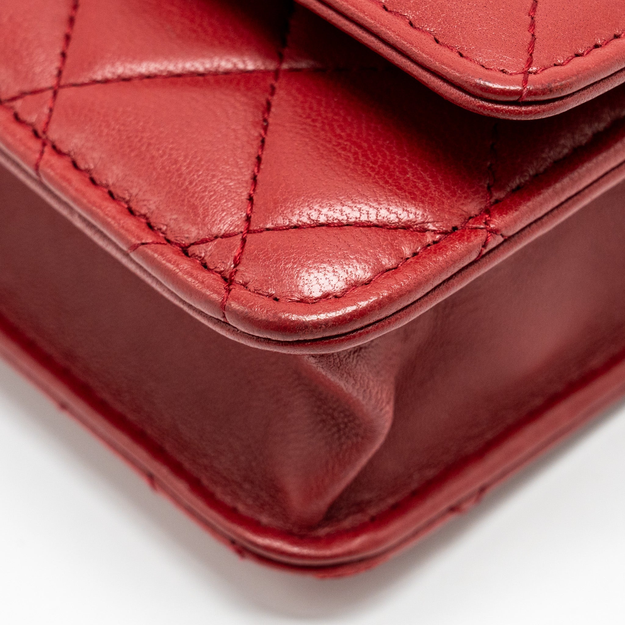 CHANEL TRENDY CC WALLET ON CHAIN LAMBSKIN RED LGHW