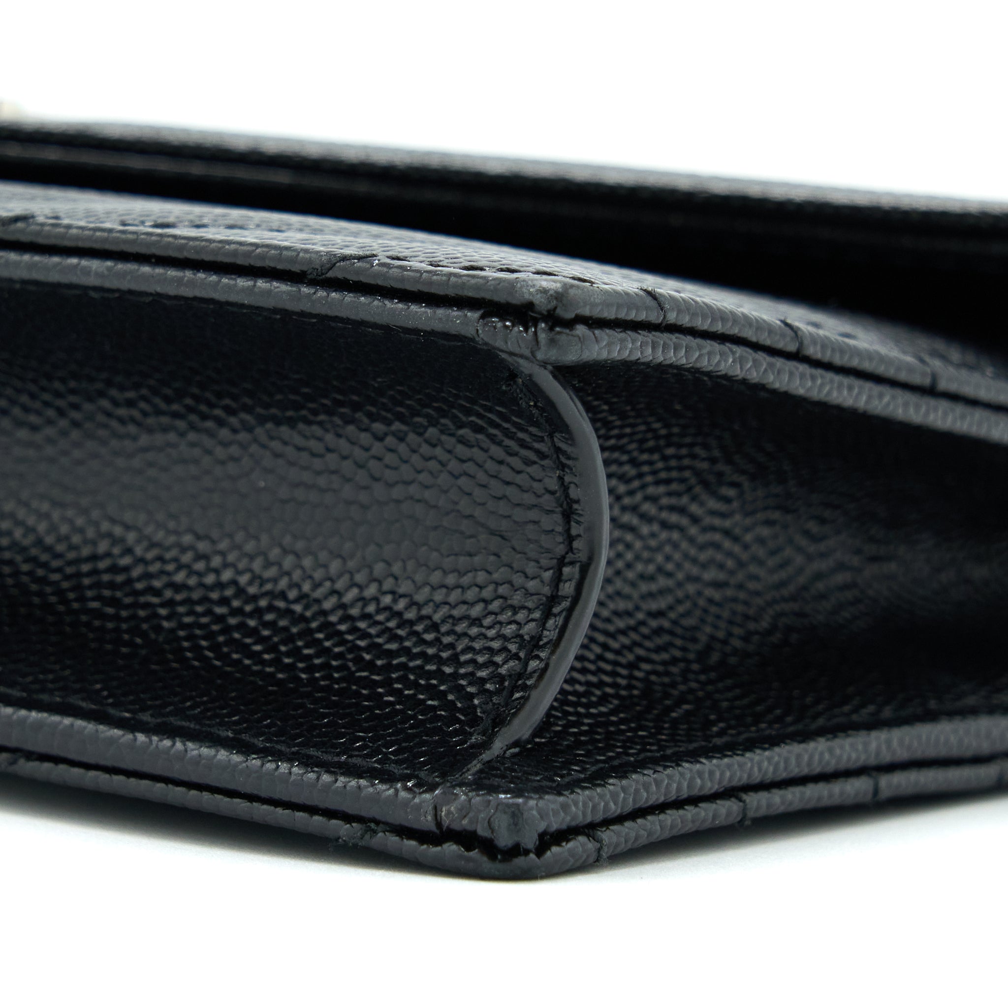 SAINT LAURENT/YSL ENVELOP CHAIN WALLET CAVIAR BLACK SHW