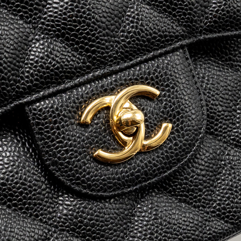 CHANEL JUMBO CLASSIC DOUBLE FLAP BAG CAVIAR BLACK GHW