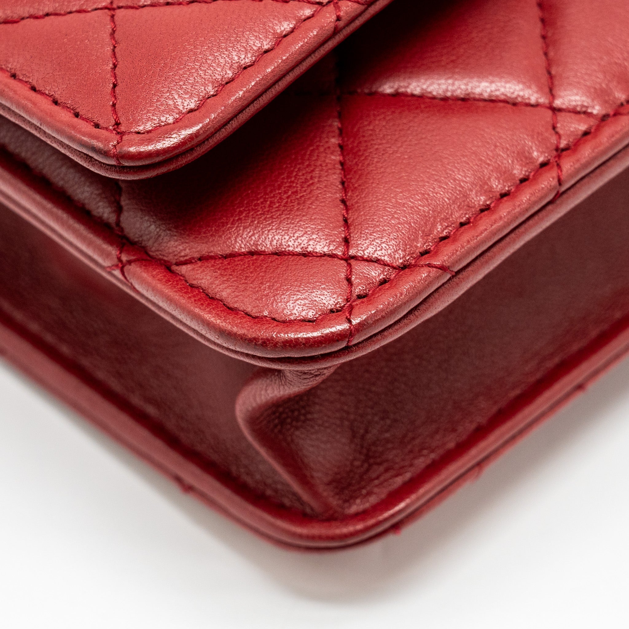CHANEL TRENDY CC WALLET ON CHAIN LAMBSKIN RED LGHW