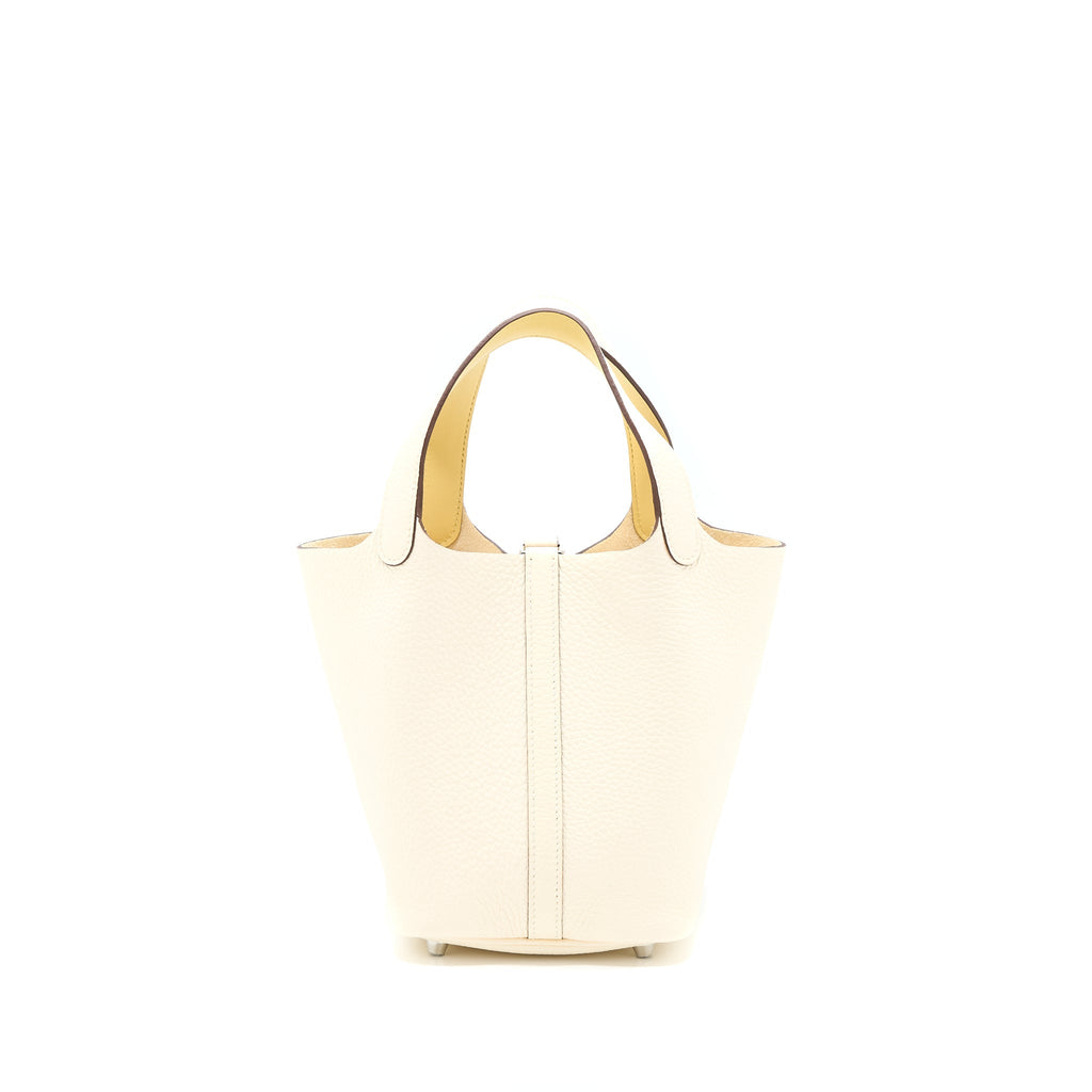 HERMES PICOTIN 18 LOCK BAG CLEMENCE NATA/JAUNE POUSSIN SHW