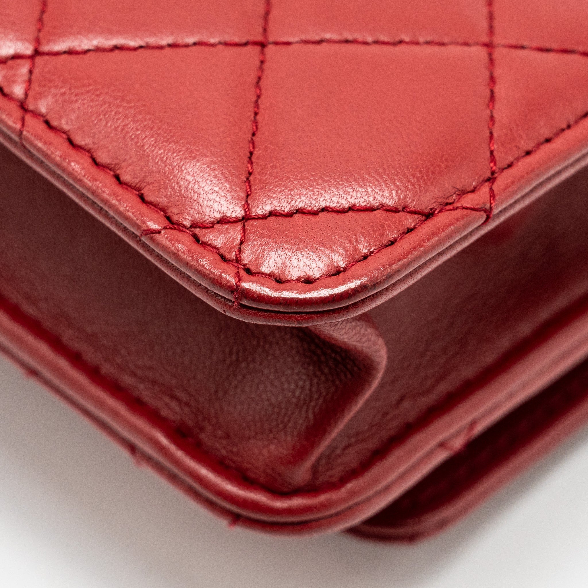 CHANEL TRENDY CC WALLET ON CHAIN LAMBSKIN RED LGHW