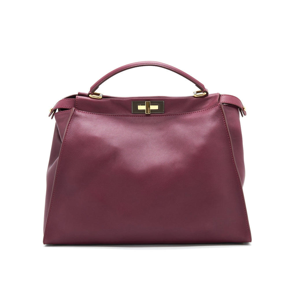 FENDI LARGE PEEKABOO TOTE BAG DARK RED