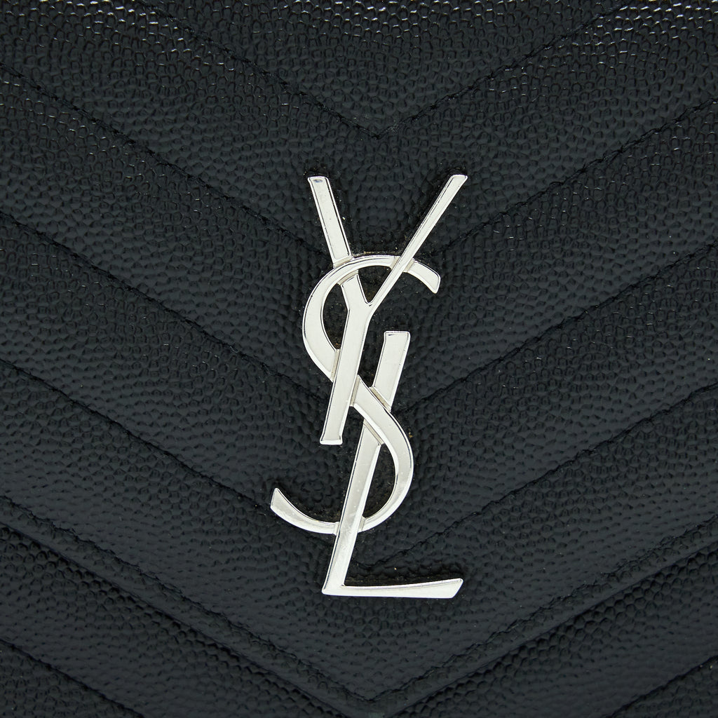 SAINT LAURENT/YSL ENVELOP CHAIN WALLET CAVIAR BLACK SHW