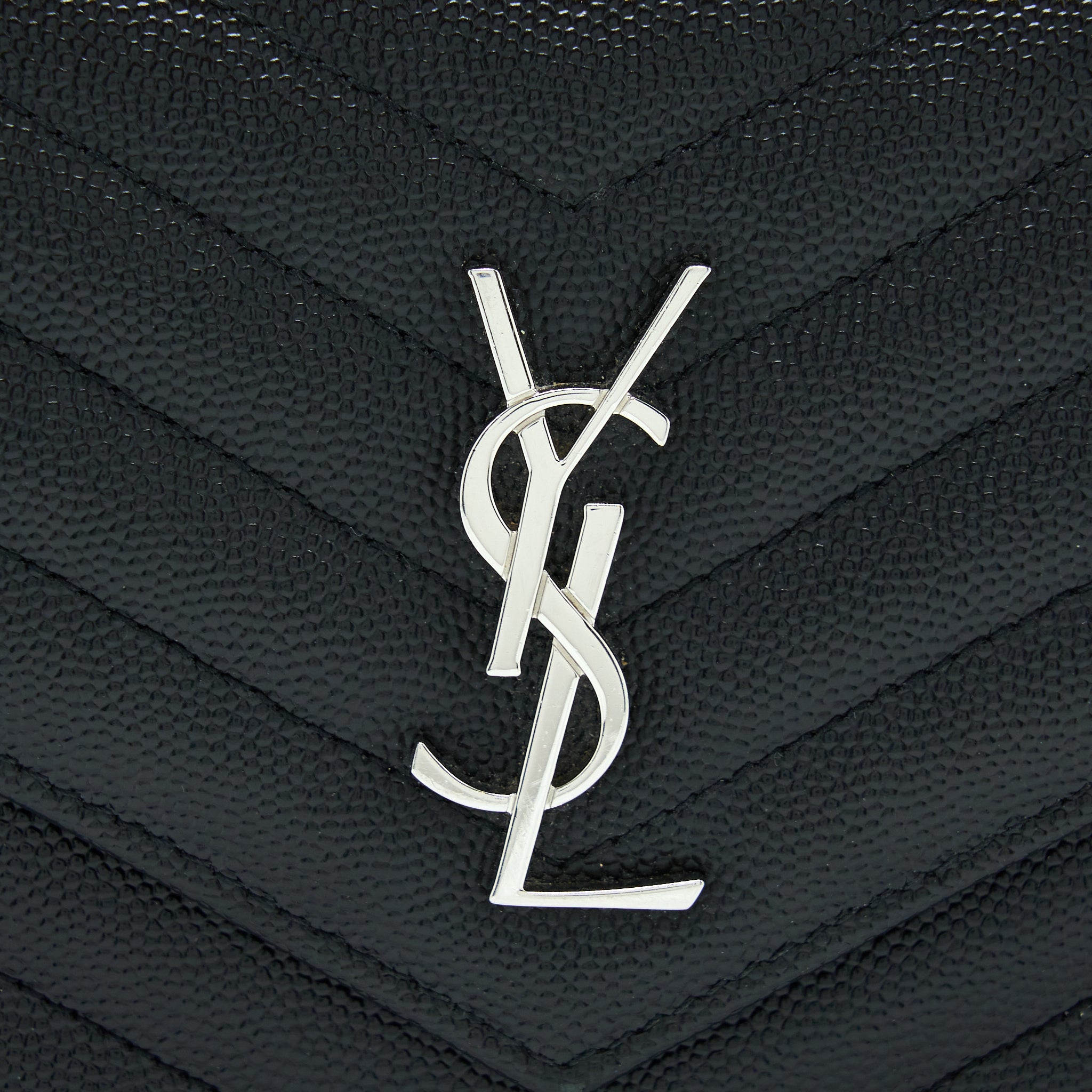 SAINT LAURENT/YSL ENVELOP CHAIN WALLET CAVIAR BLACK SHW