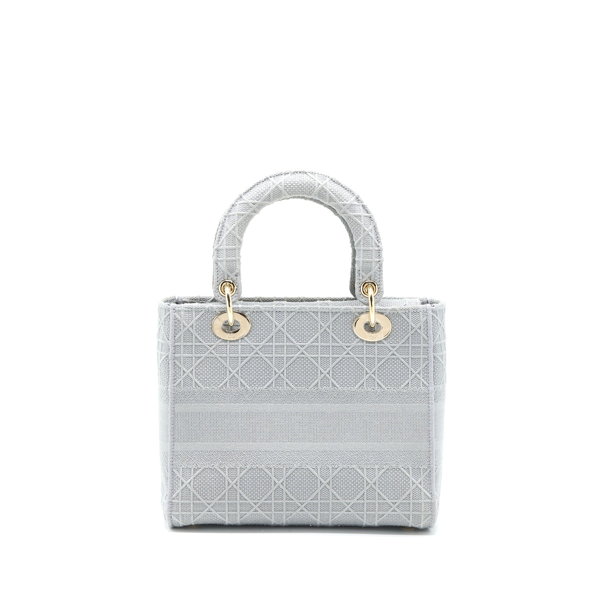DIOR MEDIUM LADY D-LITE BAG CANNAGE EMBROIDERY GREY LGHW