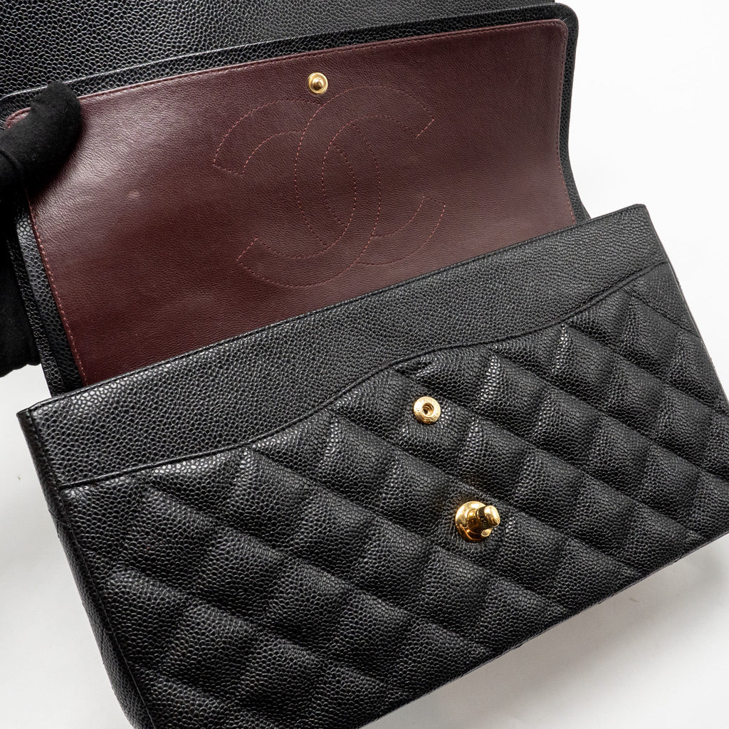 CHANEL JUMBO CLASSIC DOUBLE FLAP BAG CAVIAR BLACK GHW
