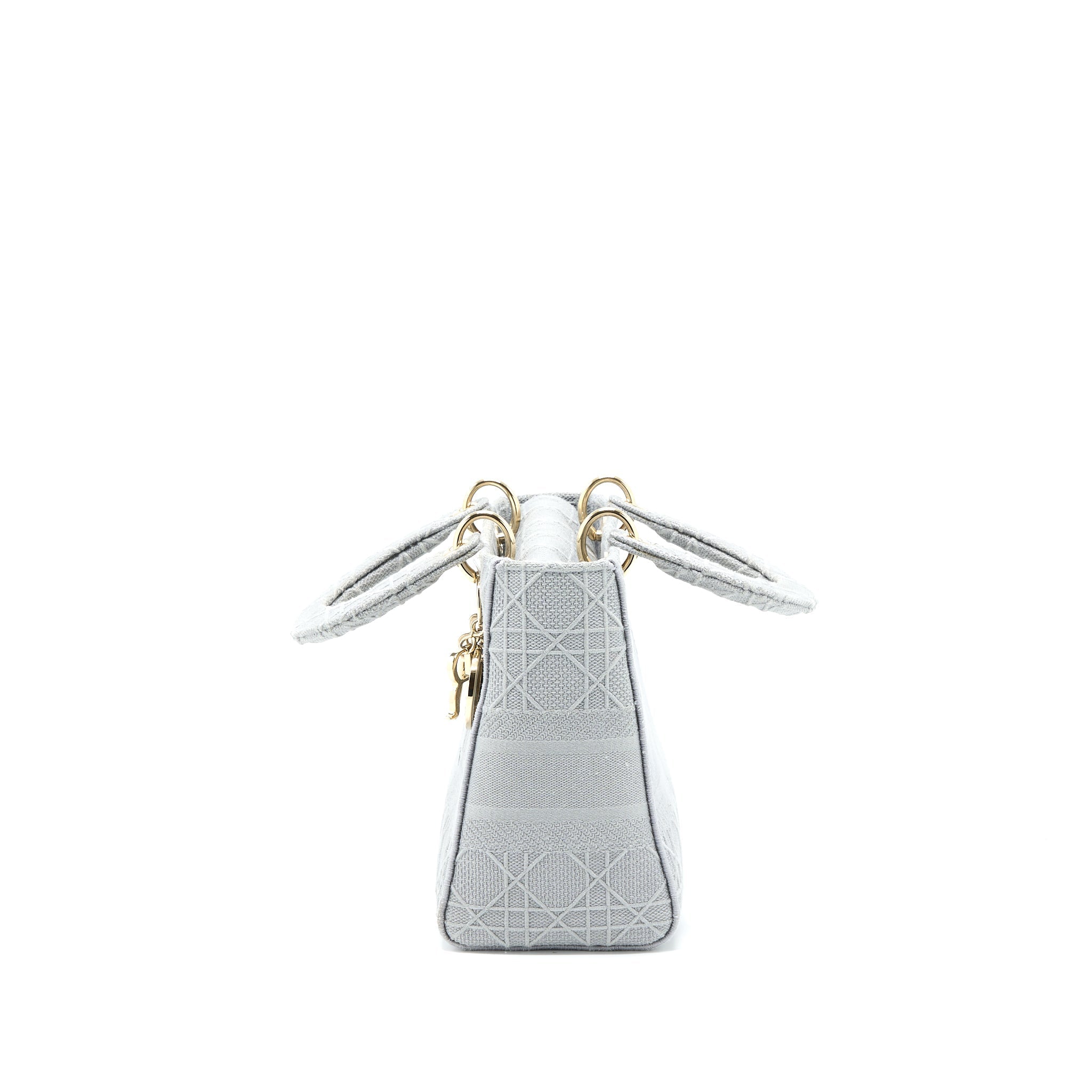 DIOR MEDIUM LADY D-LITE BAG CANNAGE EMBROIDERY GREY LGHW